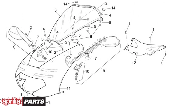 Todas as partes de Windschiltje do Aprilia RSV Mille SP 391 1000 1999 - 2000