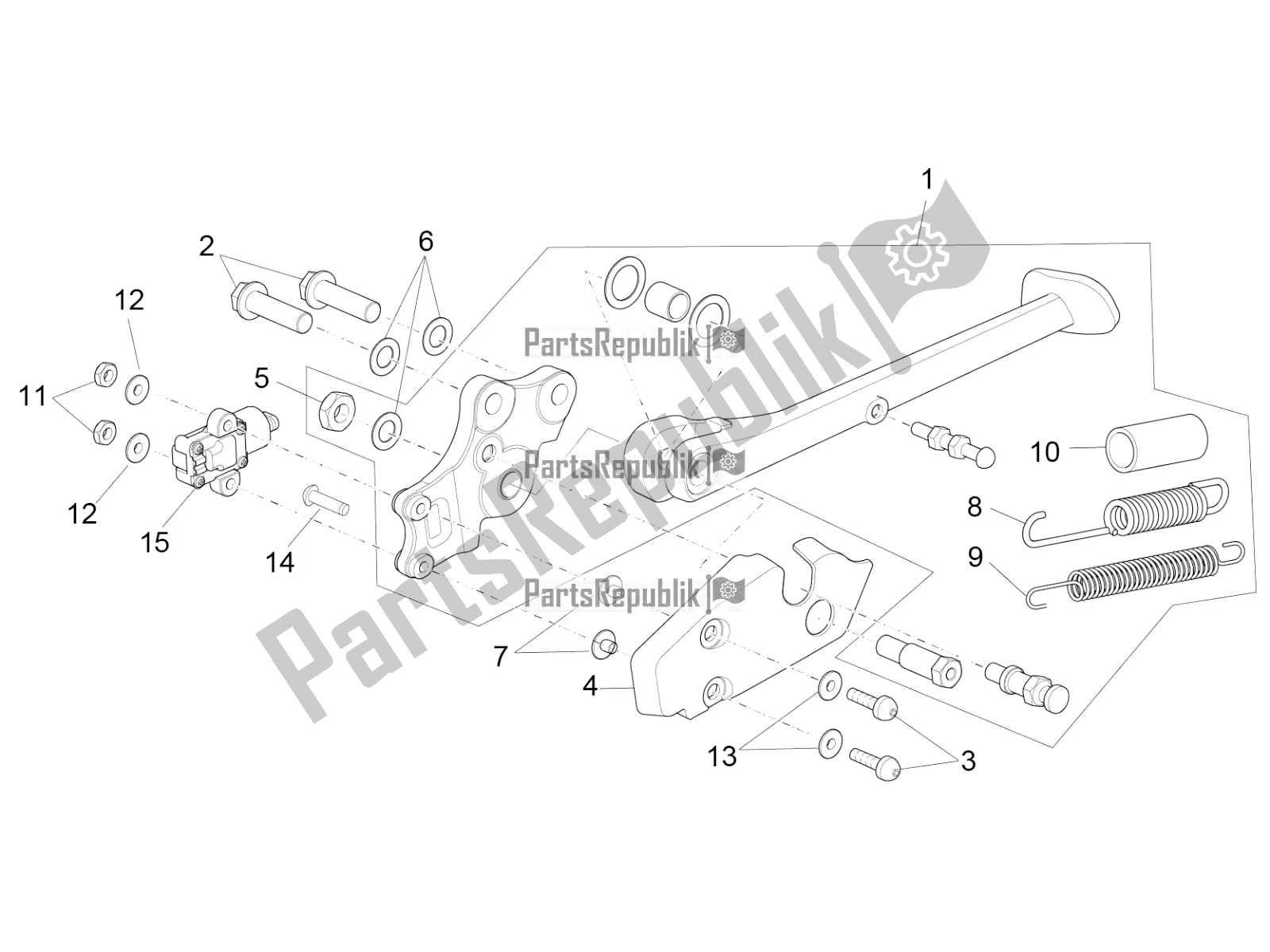All parts for the Central Stand of the Aprilia RSV4 Racing Factory ABS 1000 2016