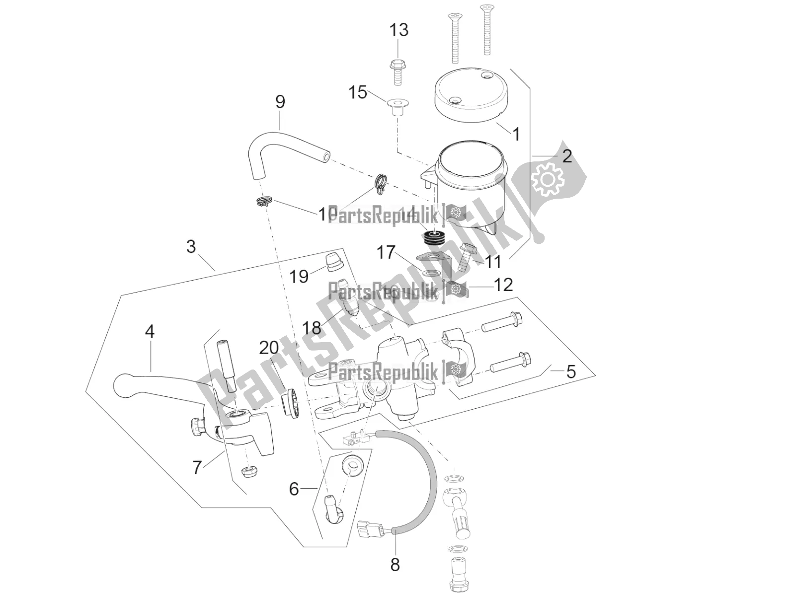 All parts for the Front Master Cilinder of the Aprilia RSV4 Racing Factory ABS 1000 2016