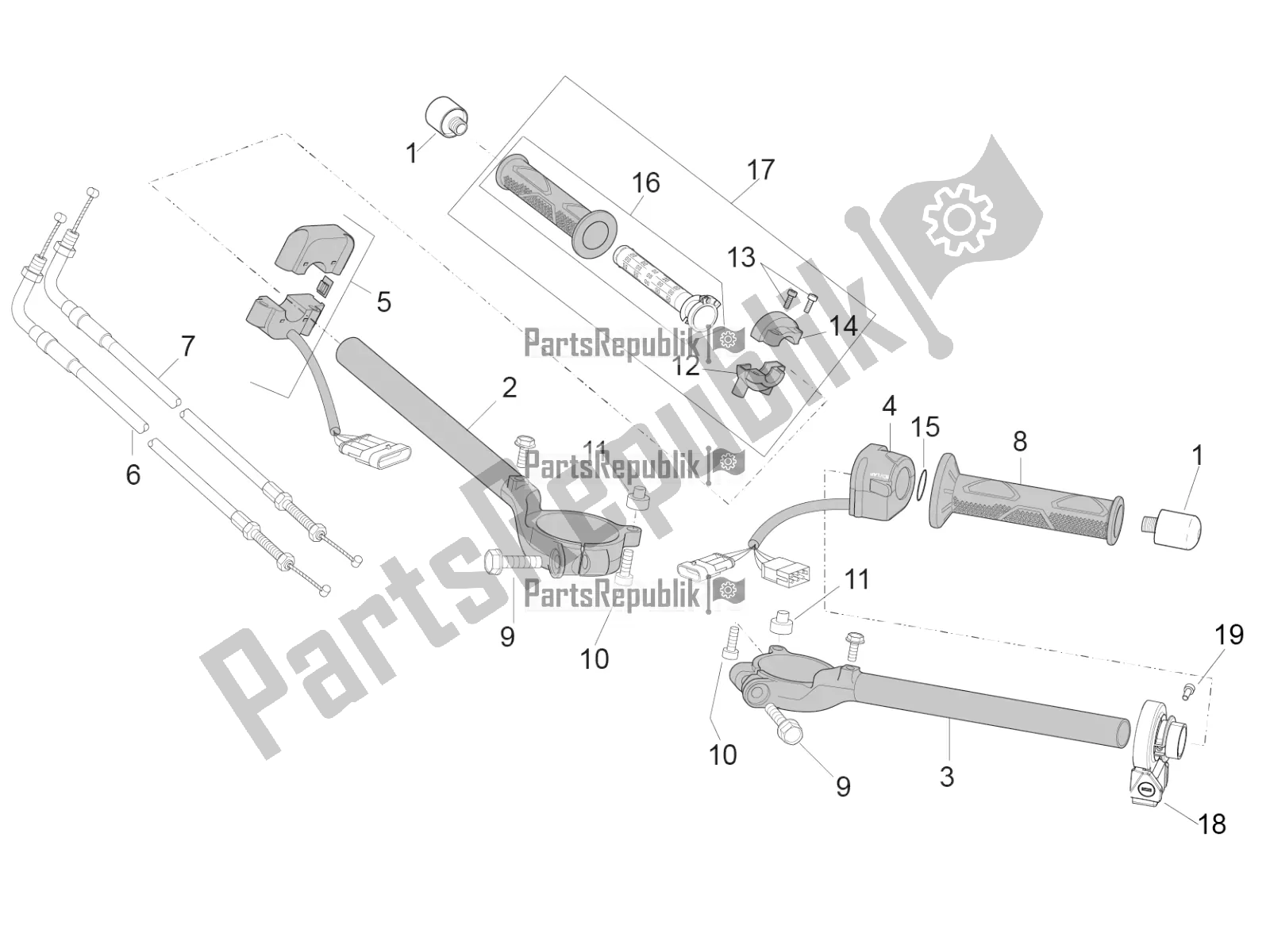 Tutte le parti per il Manubrio - Comandi del Aprilia RSV4 Racing Factory ABS 1000 2016