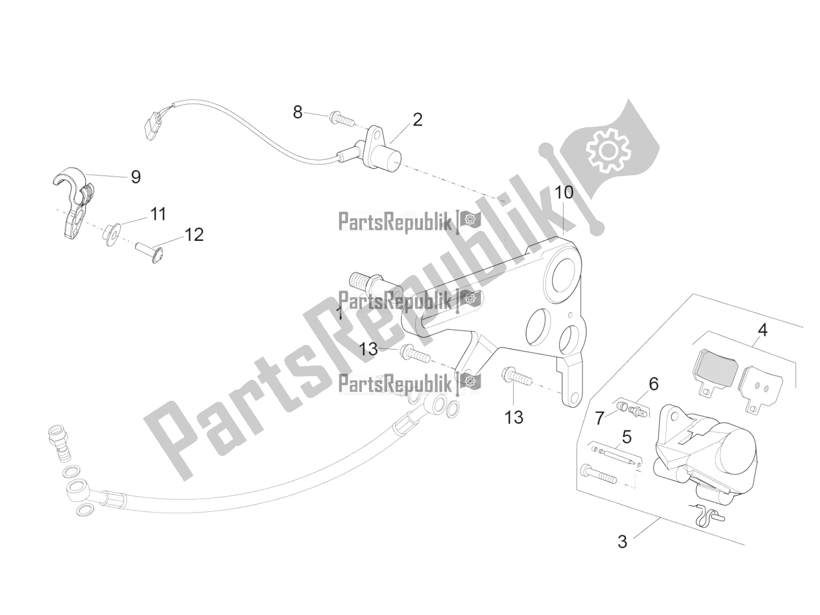 All parts for the Rear Brake Caliper of the Aprilia RSV4 Racing Factory ABS 1000 2016