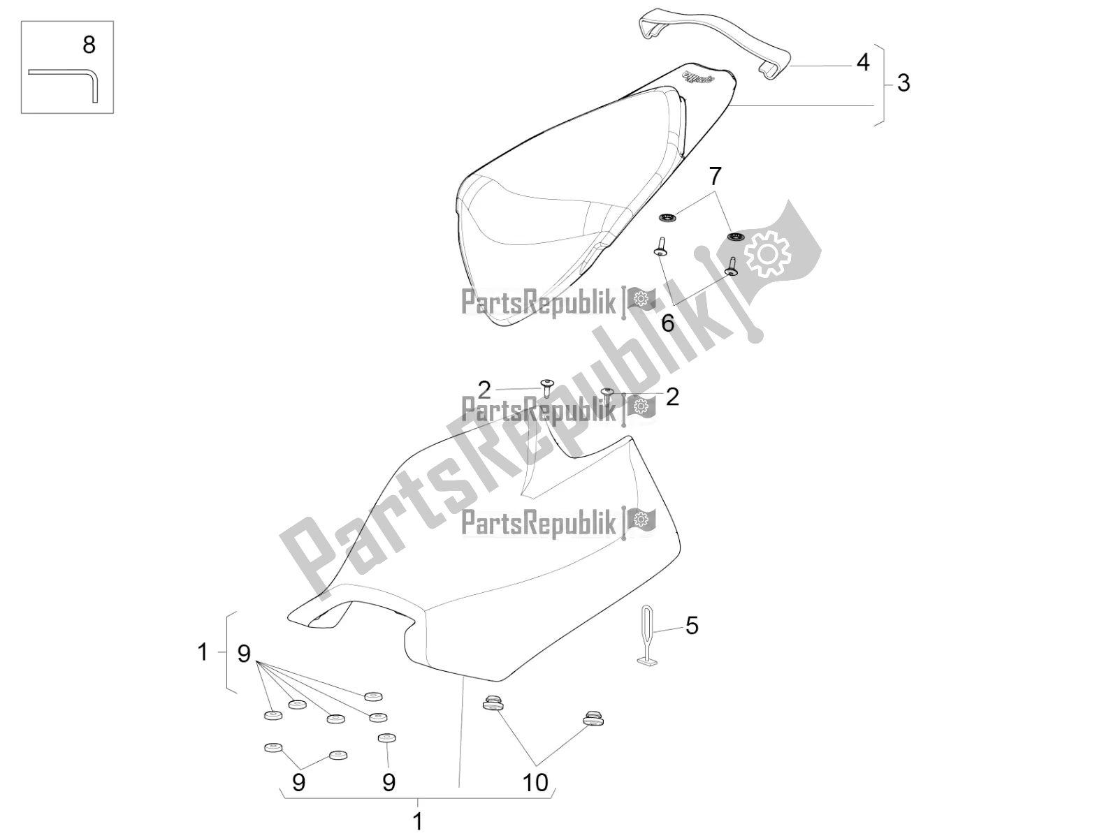 All parts for the Saddle of the Aprilia RSV4 Racing Factory ABS 1000 2016