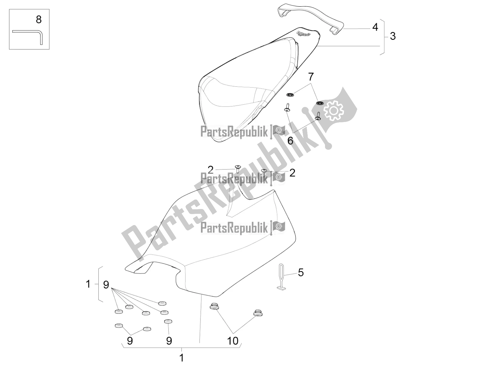 Todas as partes de Selim do Aprilia RSV4 Racing Factory ABS 1000 2016