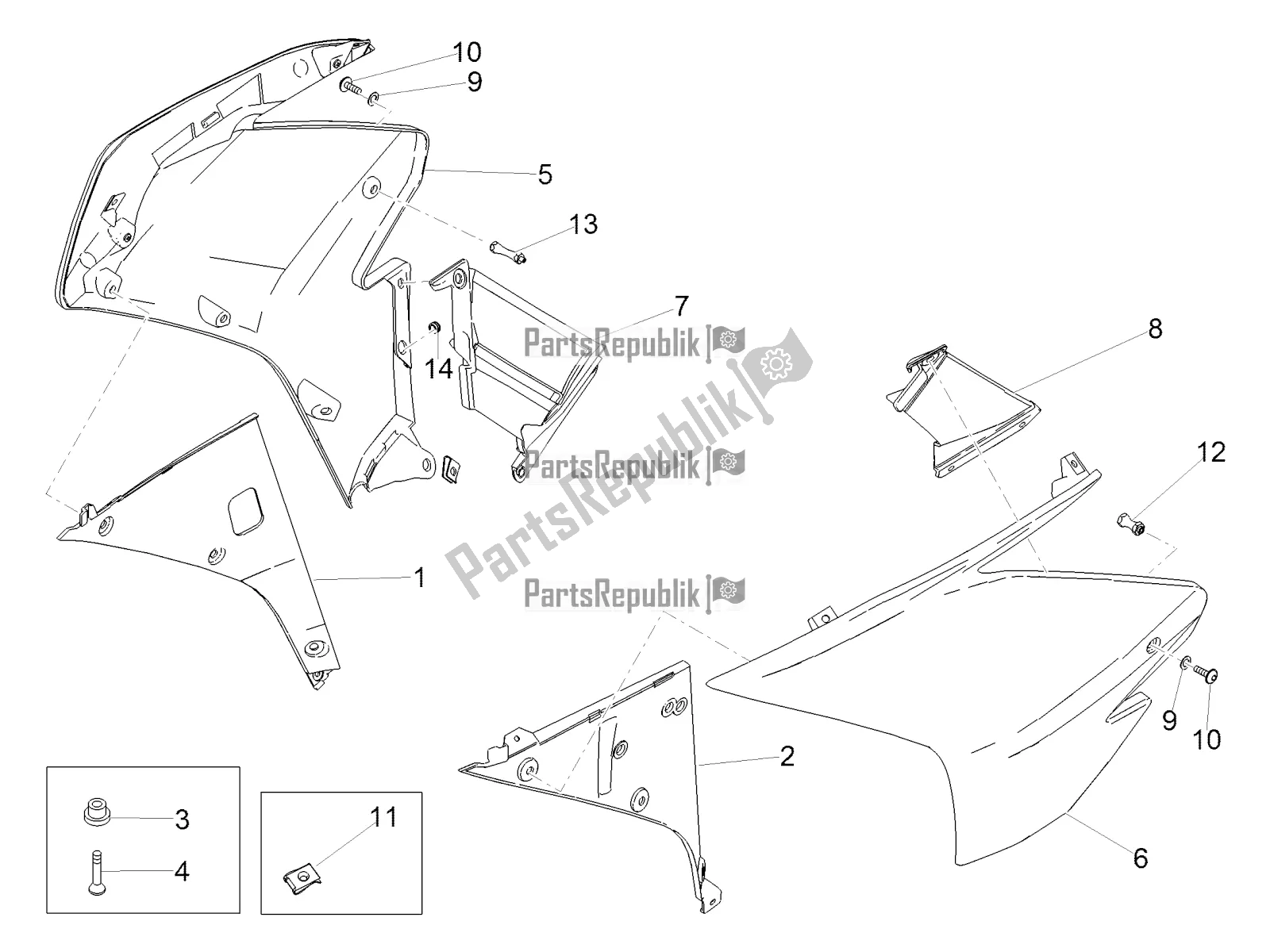 All parts for the Side Fairing of the Aprilia RSV4 Racing Factory ABS 1000 2016