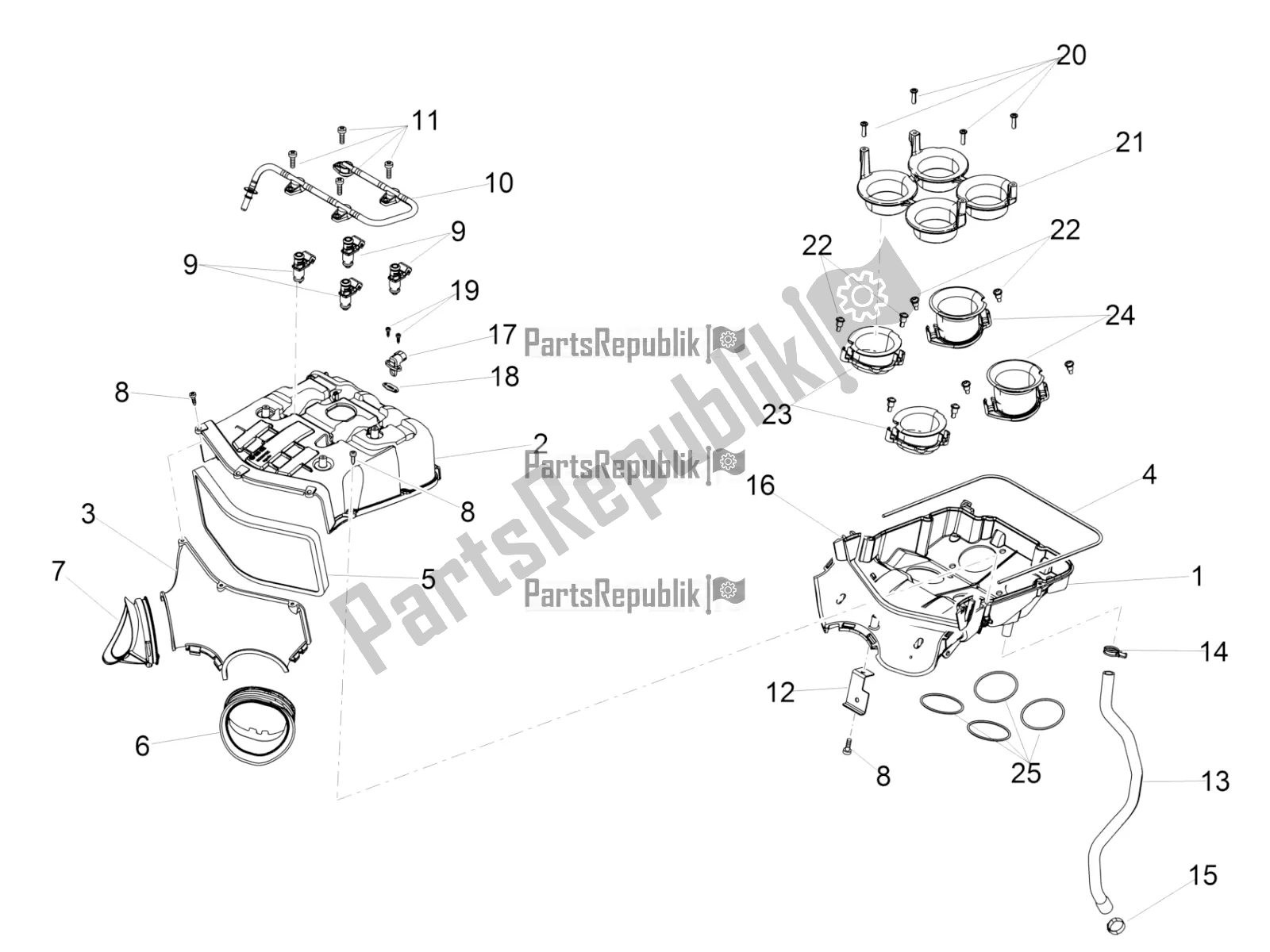 All parts for the Air Box of the Aprilia RSV4 Racing Factory ABS 1000 2017