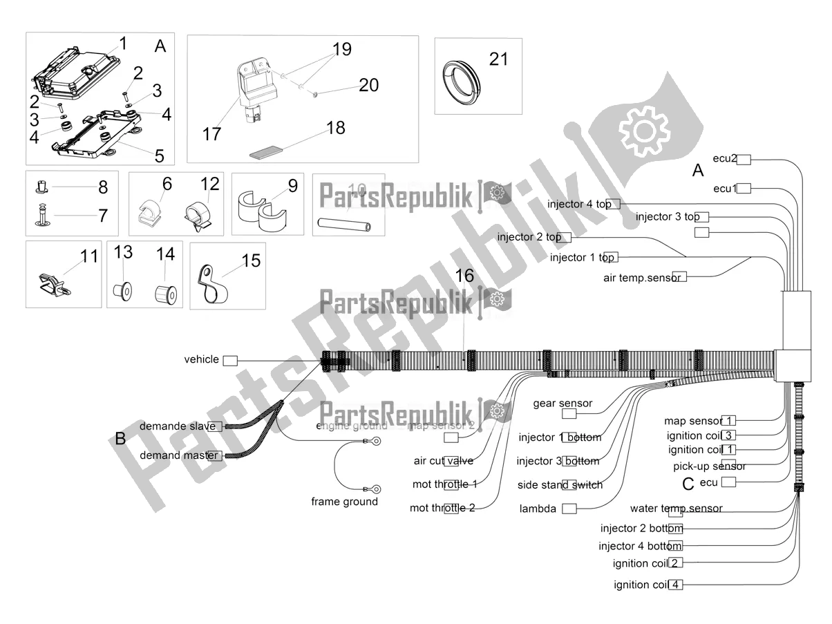 All parts for the Central Electrical System of the Aprilia RSV4 Racing Factory ABS 1000 2017