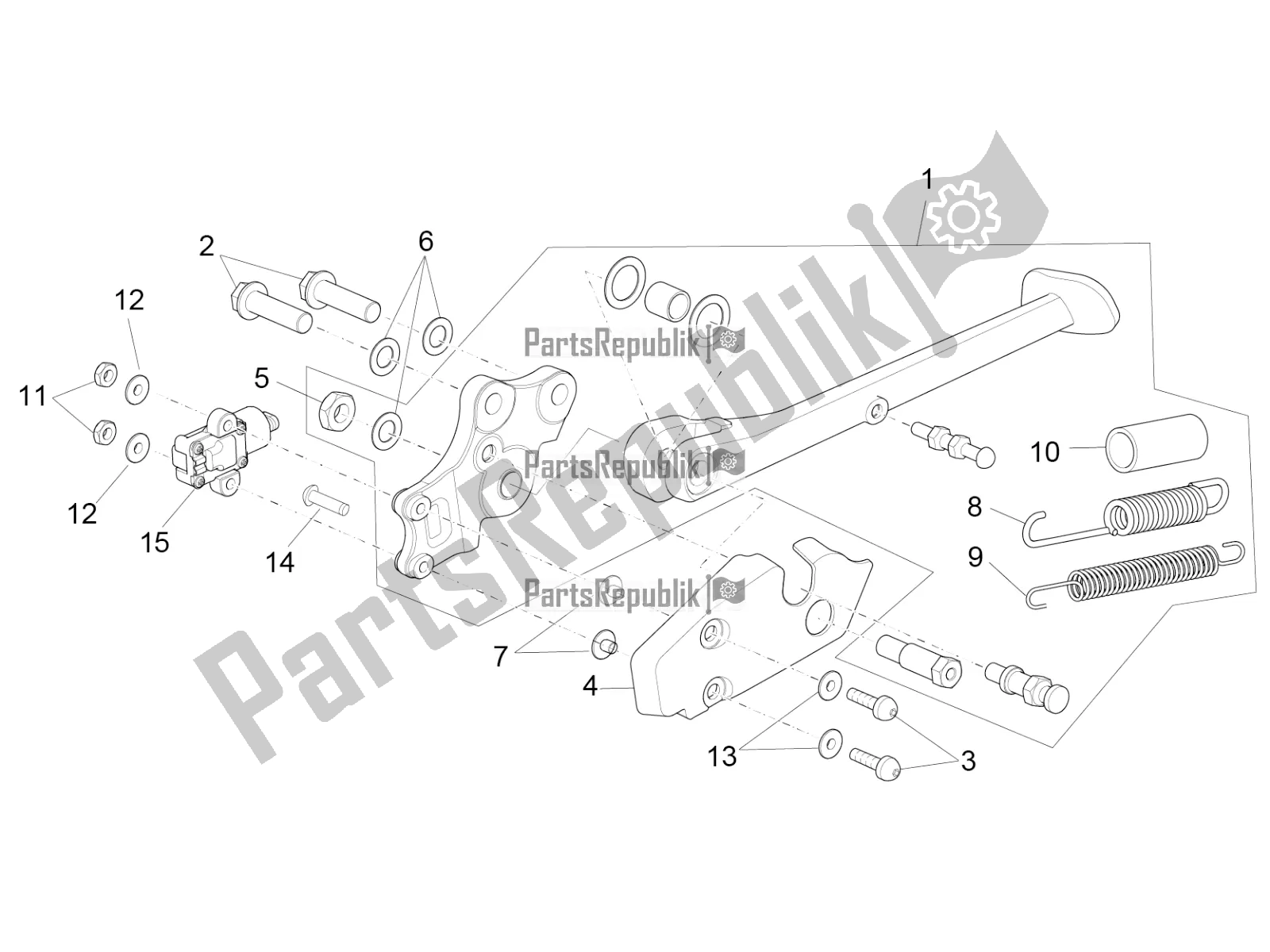 All parts for the Central Stand of the Aprilia RSV4 Racing Factory ABS 1000 2017