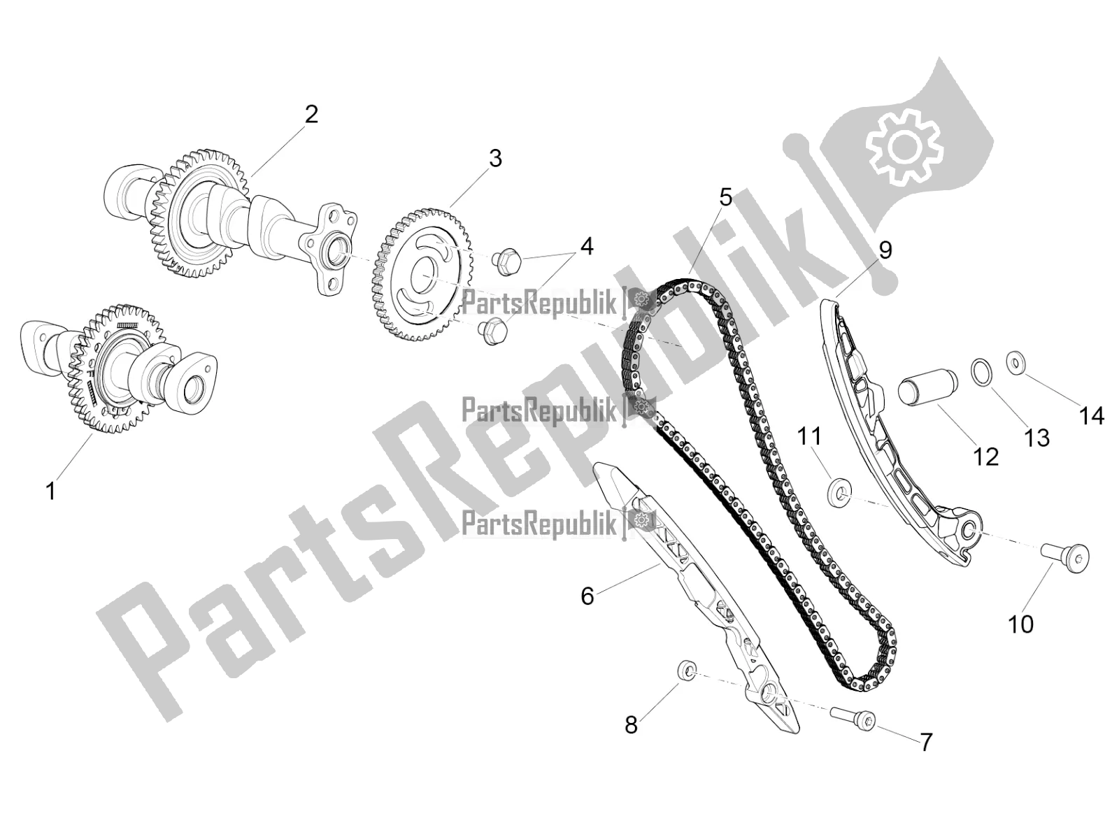 All parts for the Front Cylinder Timing System of the Aprilia RSV4 Racing Factory ABS 1000 2017