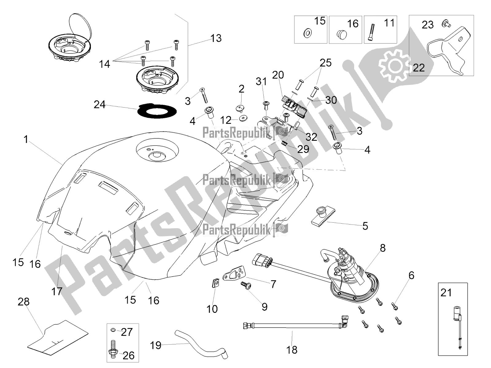 Todas as partes de Tanque De Combustível do Aprilia RSV4 Racing Factory ABS 1000 2017