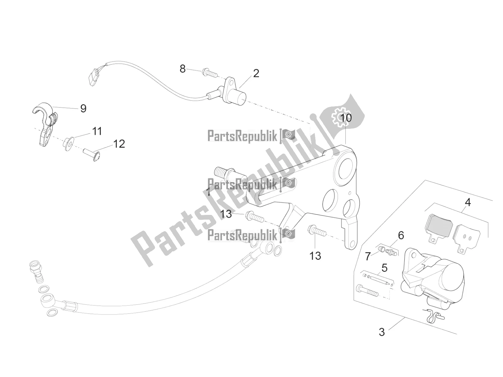 All parts for the Rear Brake Caliper of the Aprilia RSV4 Racing Factory ABS 1000 2017