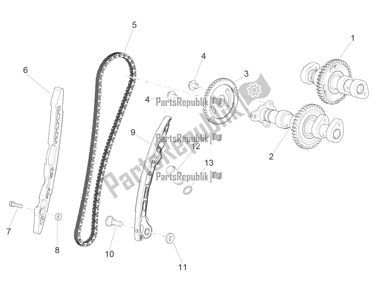 All parts for the Rear Cylinder Timing System of the Aprilia RSV4 Racing Factory ABS 1000 2017