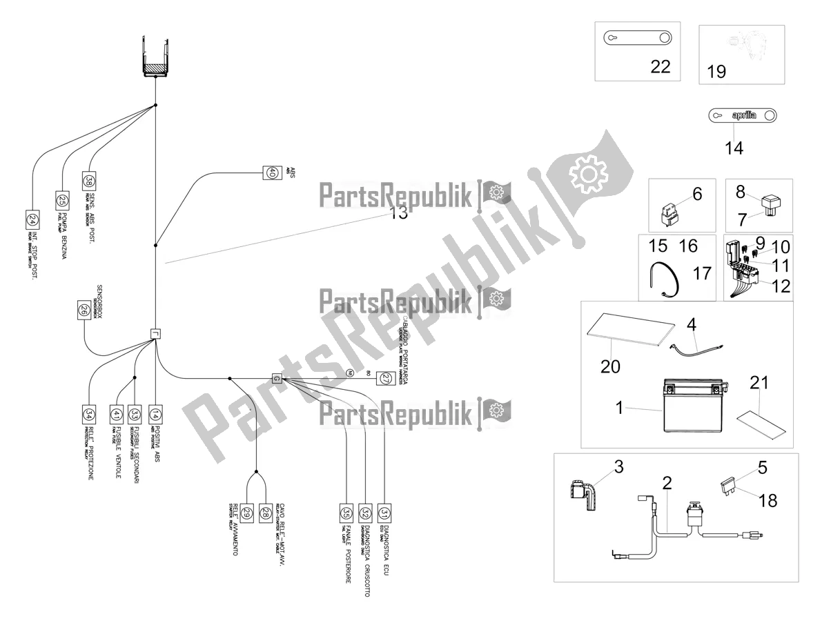 All parts for the Rear Electrical System of the Aprilia RSV4 Racing Factory ABS 1000 2017