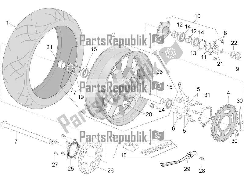 Tutte le parti per il Ruota Posteriore del Aprilia RSV4 Racing Factory ABS 1000 2017