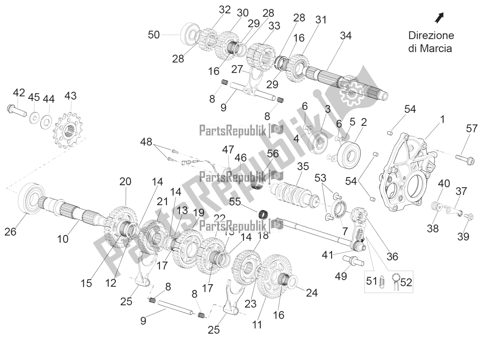 Alle Teile für das Getriebe - Getriebebaugruppe des Aprilia RSV4 Racing Factory ABS 1000 2018