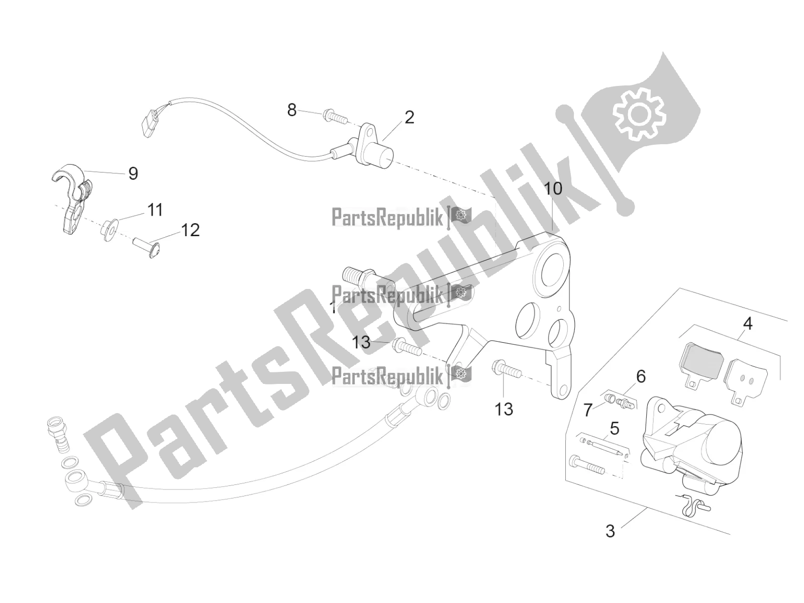 All parts for the Rear Brake Caliper of the Aprilia RSV4 Racing Factory ABS 1000 2018