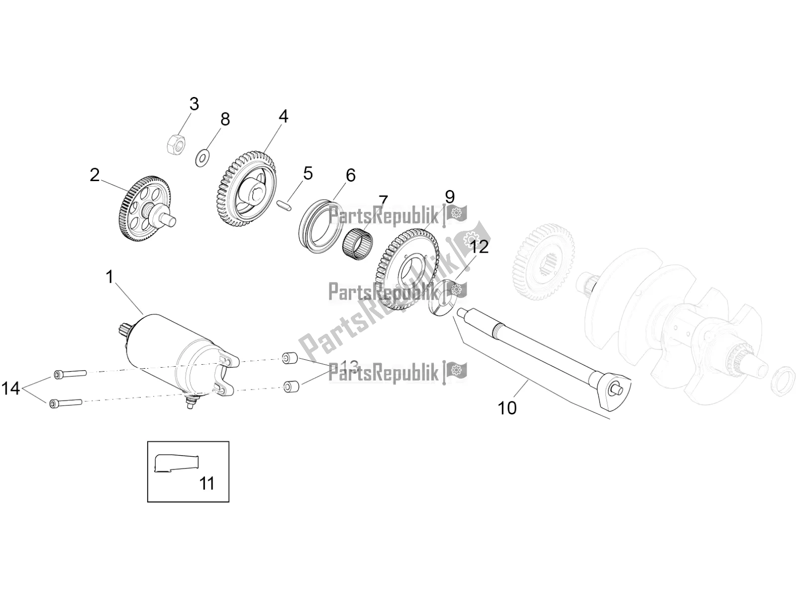 All parts for the Starter / Electric Starter of the Aprilia RSV4 Racing Factory ABS 1000 2018