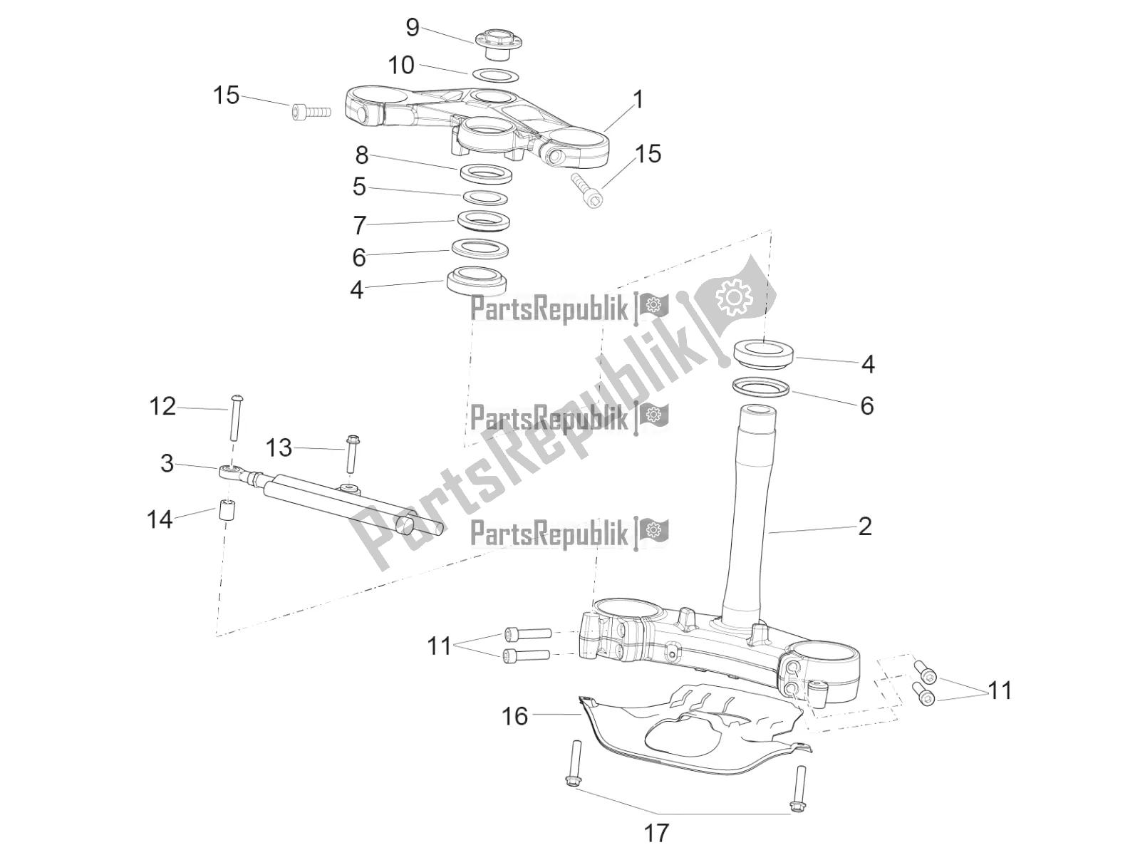 All parts for the Steering of the Aprilia RSV4 Racing Factory ABS 1000 2018