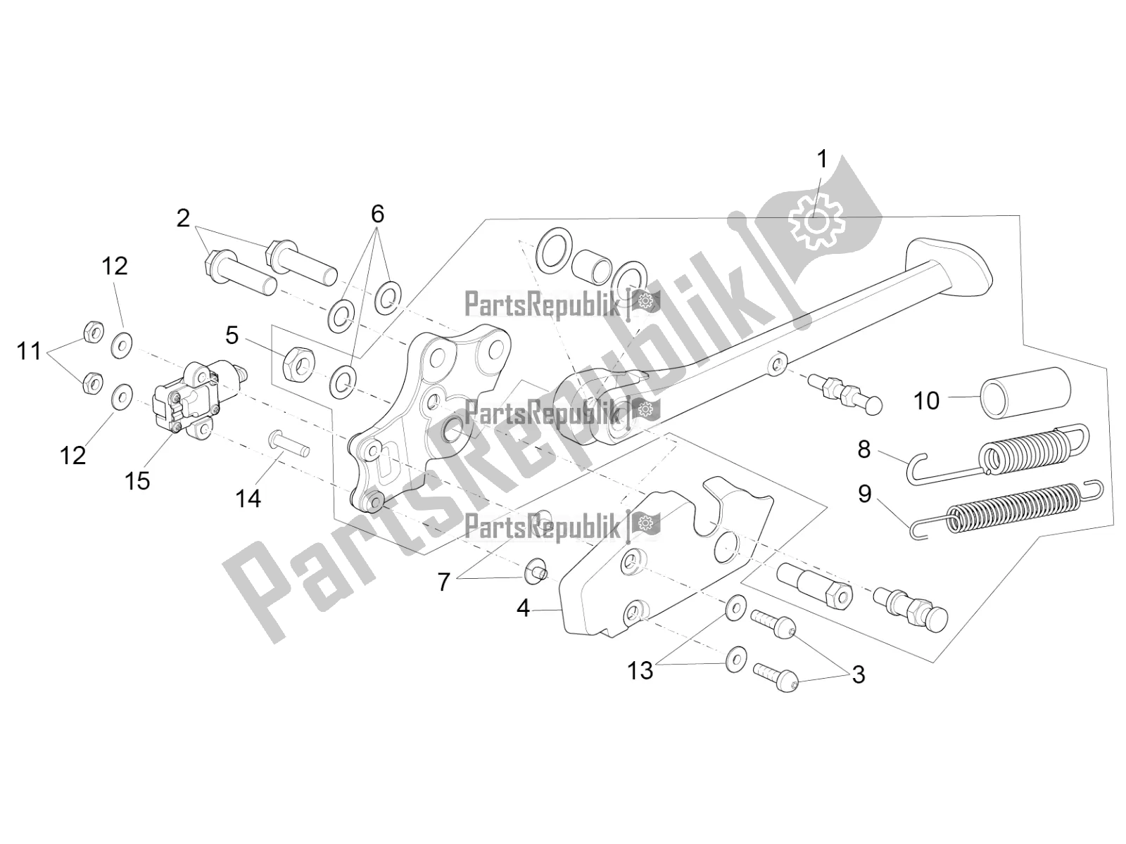 All parts for the Central Stand of the Aprilia RSV4 RR ABS 1000 2016