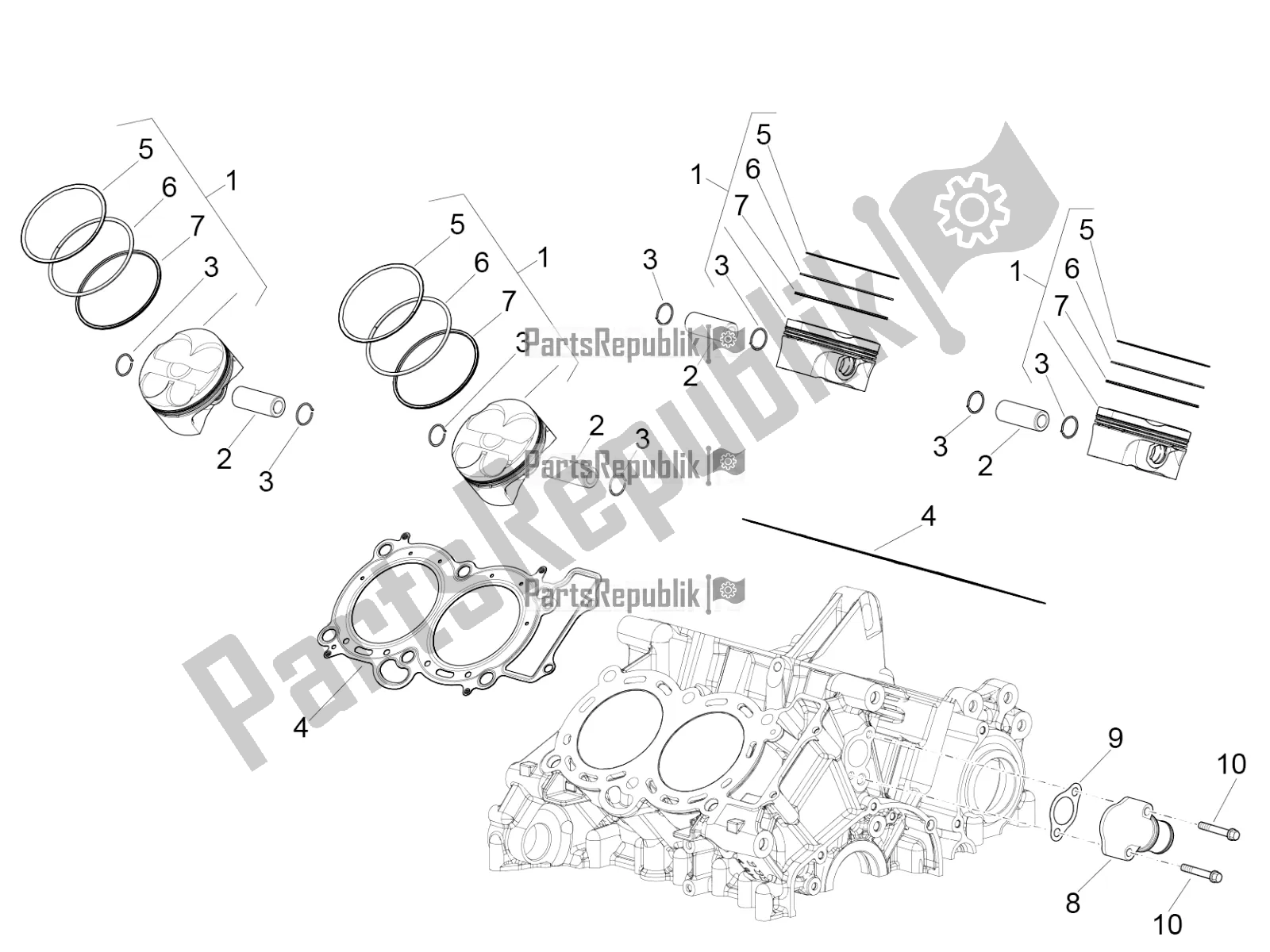 All parts for the Cylinder - Piston of the Aprilia RSV4 RR ABS 1000 2016
