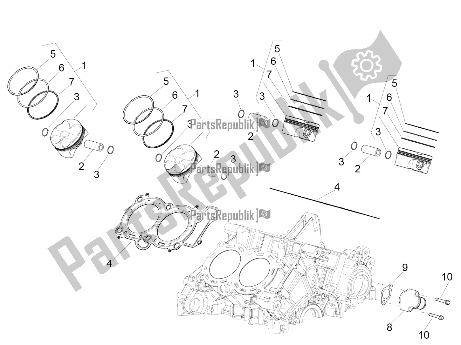 Tutte le parti per il Cilindro - Pistone del Aprilia RSV4 RR ABS 1000 2016