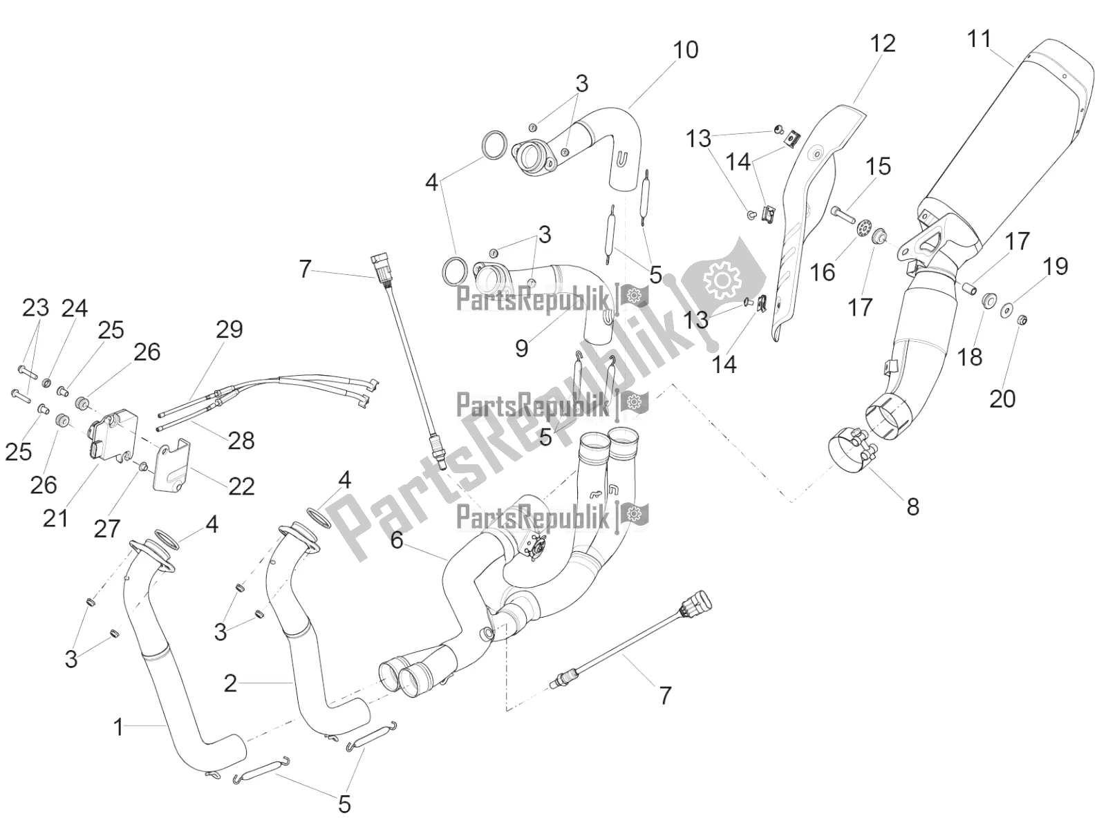 All parts for the Exhaust Pipe of the Aprilia RSV4 RR ABS 1000 2016