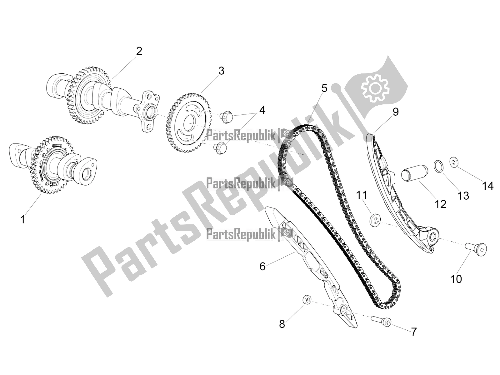 All parts for the Front Cylinder Timing System of the Aprilia RSV4 RR ABS 1000 2016