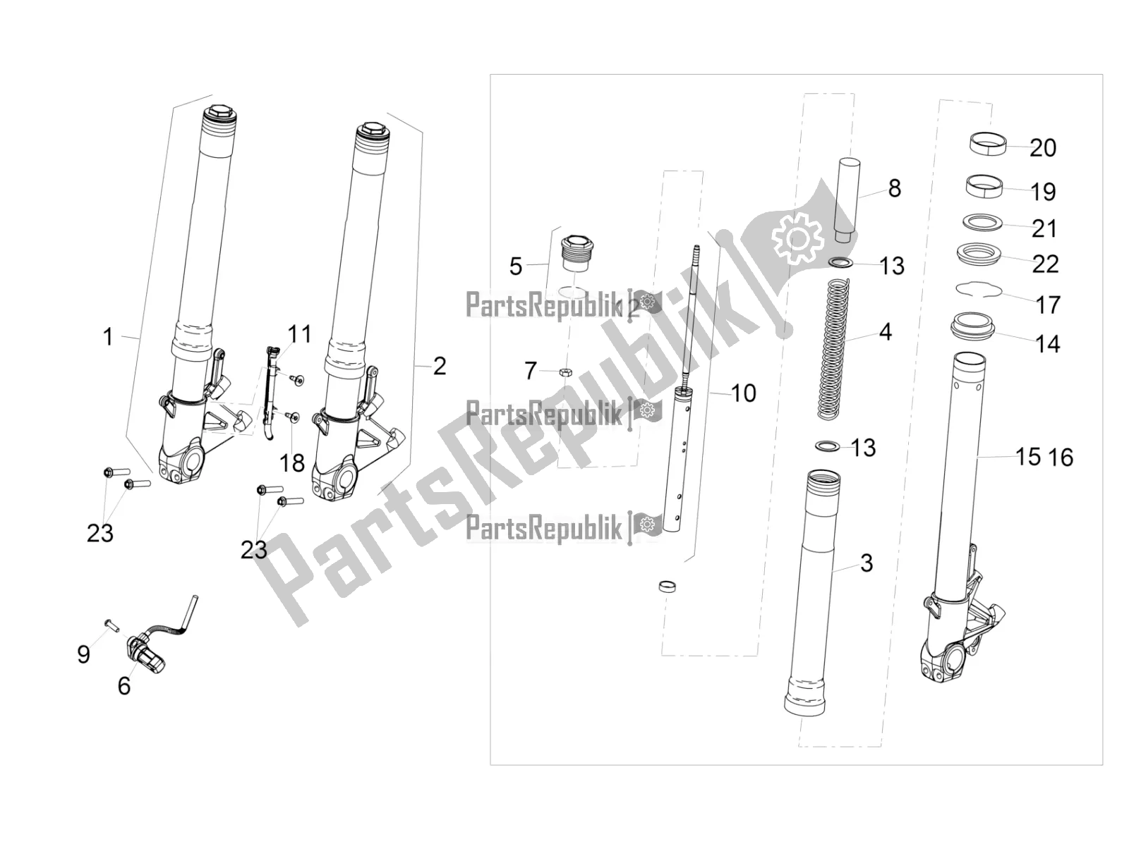 Tutte le parti per il Front Fork Sachs del Aprilia RSV4 RR ABS 1000 2016