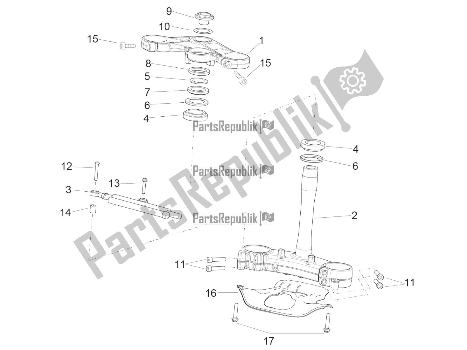 All parts for the Steering of the Aprilia RSV4 RR ABS 1000 2016