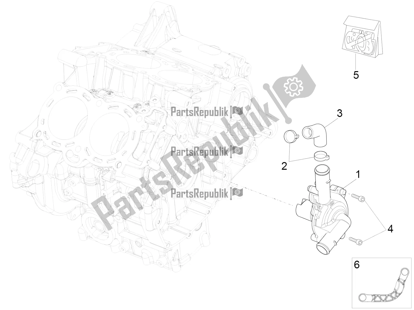 Alle onderdelen voor de Waterpomp van de Aprilia RSV4 RR ABS 1000 2016