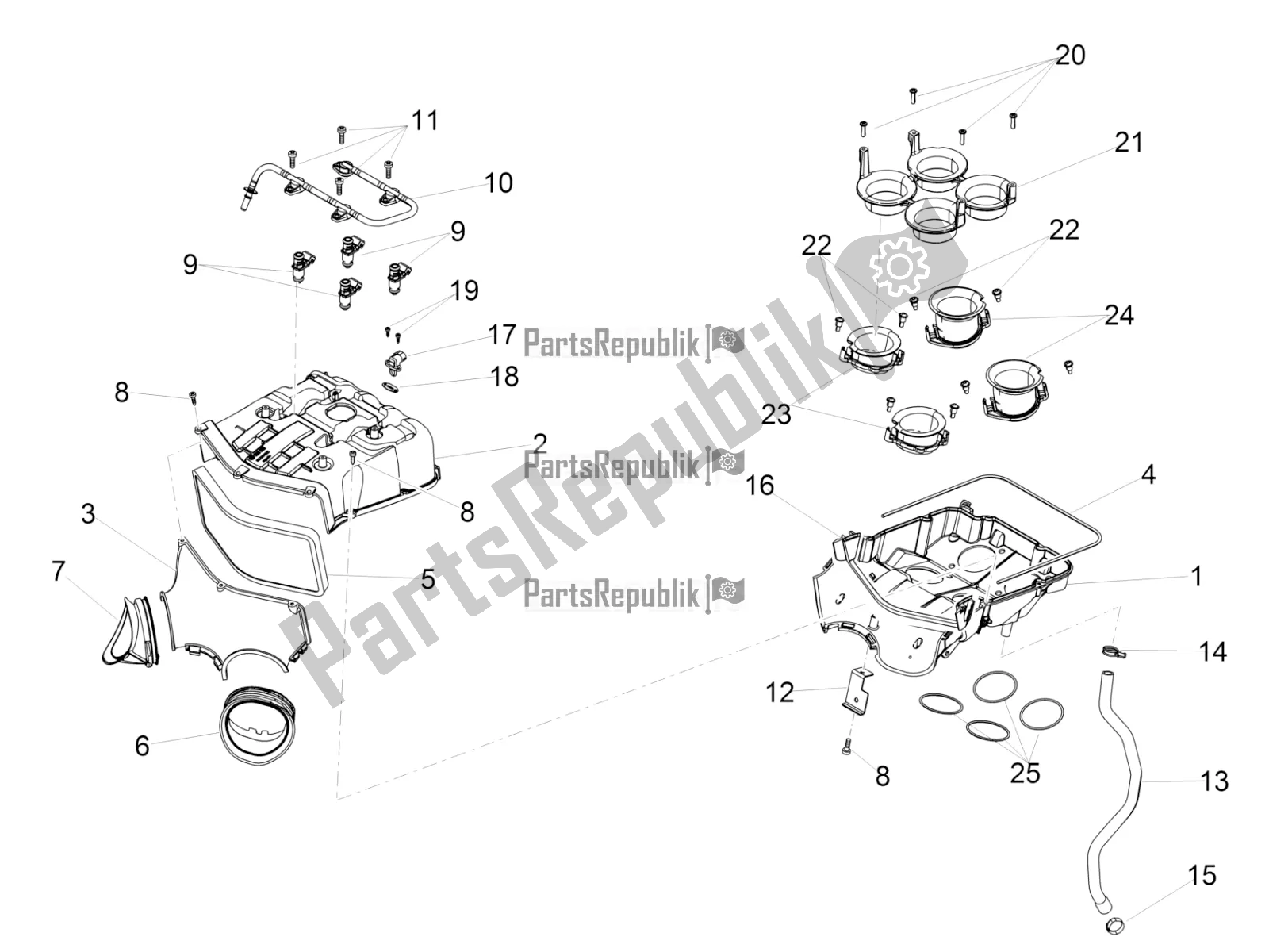 Tutte le parti per il Air Box del Aprilia RSV4 RR ABS 1000 2017