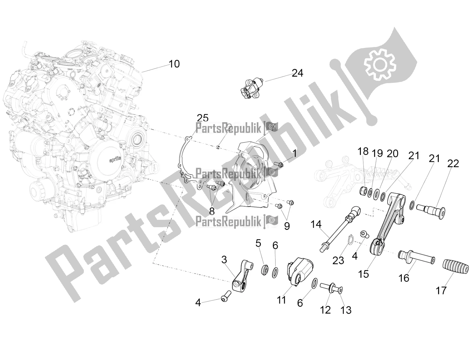 All parts for the Engine-completing Part-lever of the Aprilia RSV4 RR ABS 1000 2017