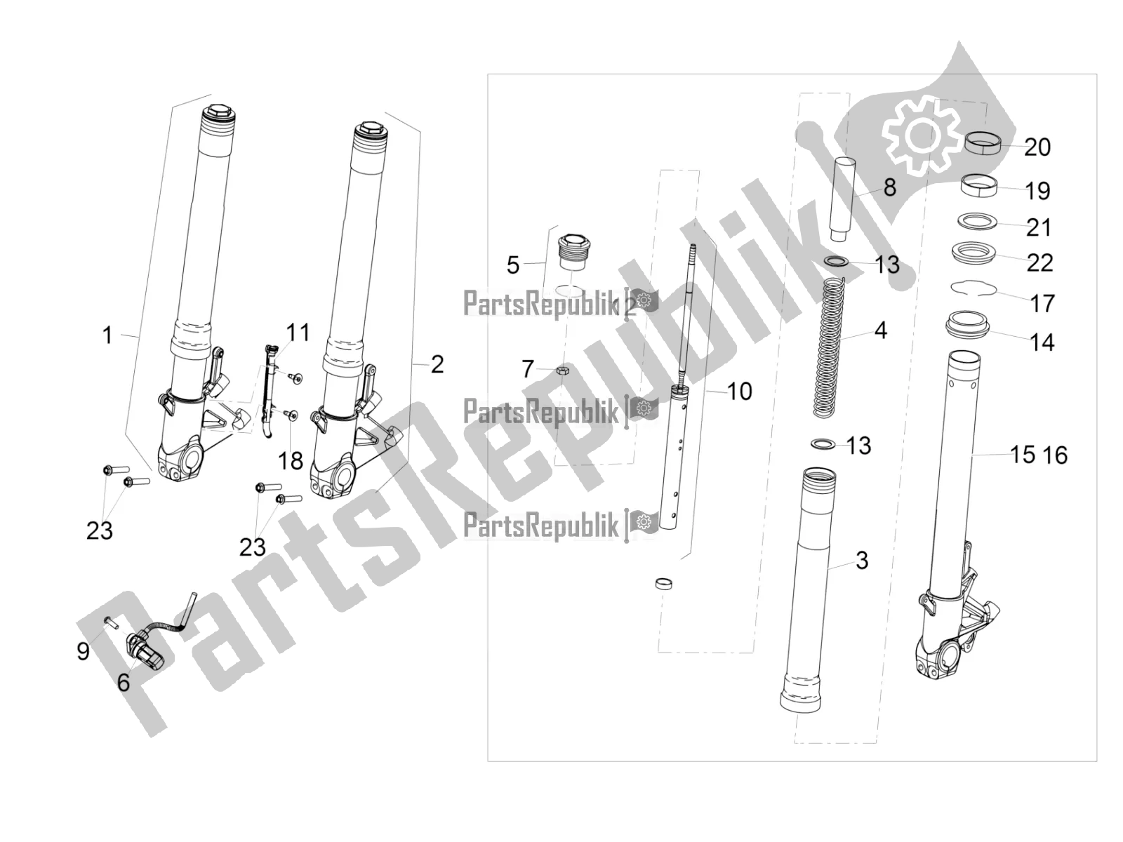 All parts for the Front Fork Sachs of the Aprilia RSV4 RR ABS 1000 2017