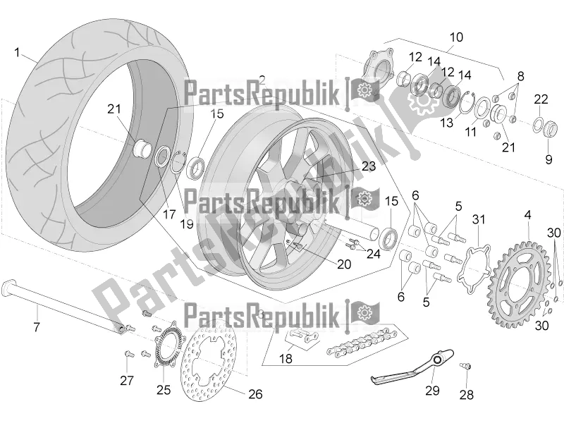 All parts for the Rear Wheel of the Aprilia RSV4 RR ABS 1000 2017