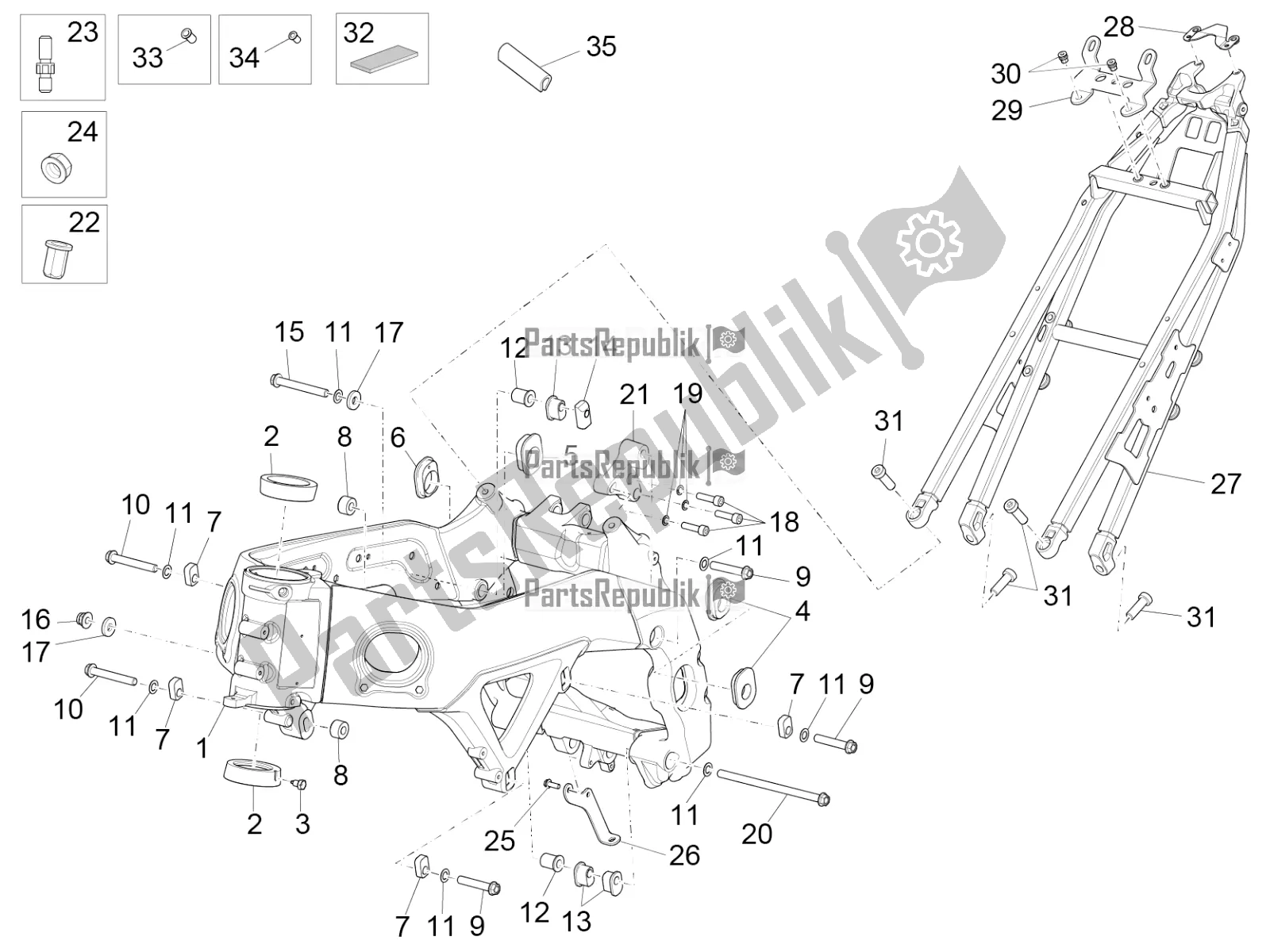 Tutte le parti per il Telaio del Aprilia RSV4 RR ABS 1000 2018