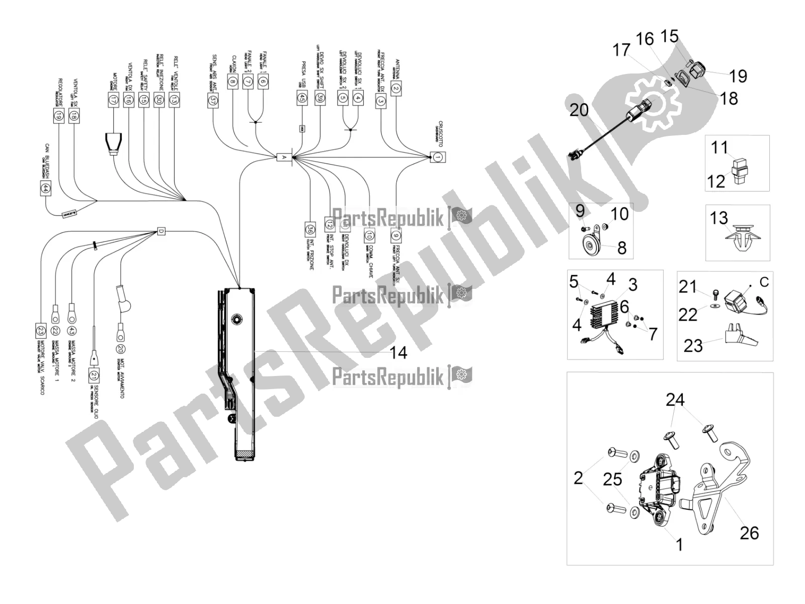 Alle Teile für das Frontelektrik des Aprilia RSV4 RR ABS 1000 2018