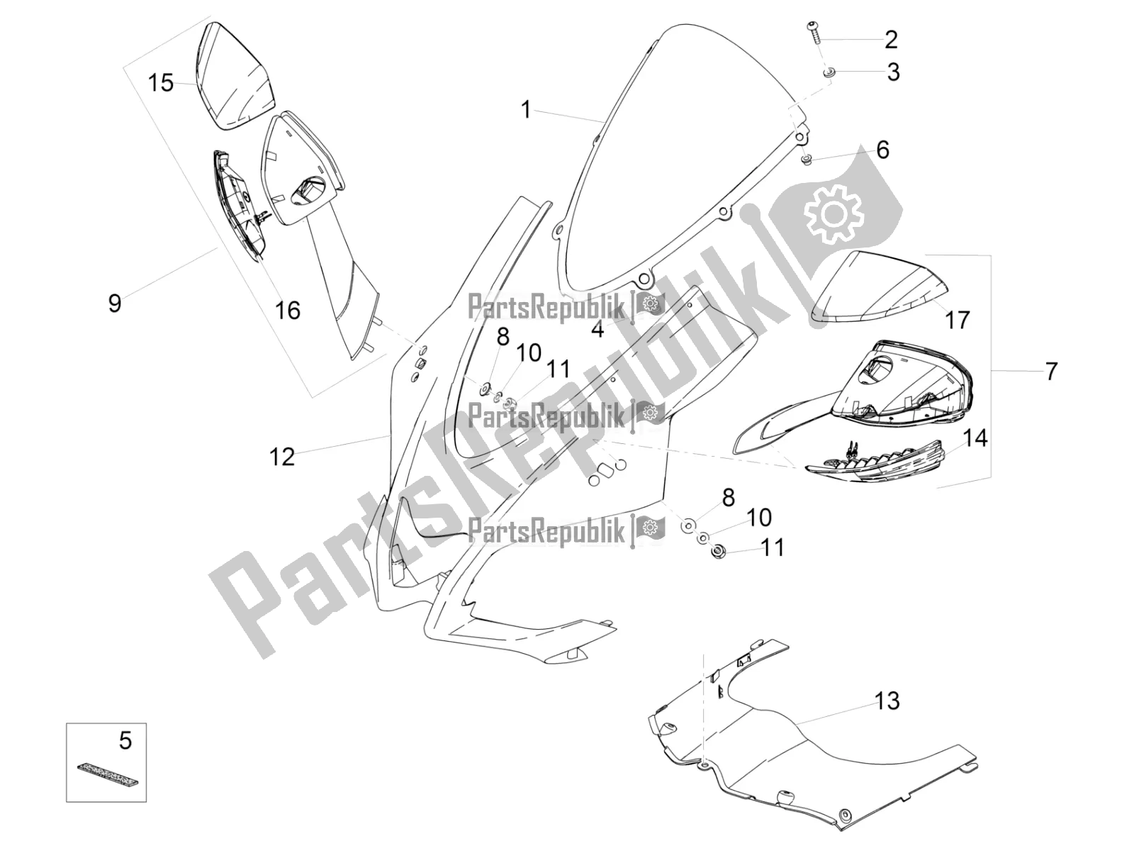 All parts for the Front Fairing of the Aprilia RSV4 RR ABS 1000 2018