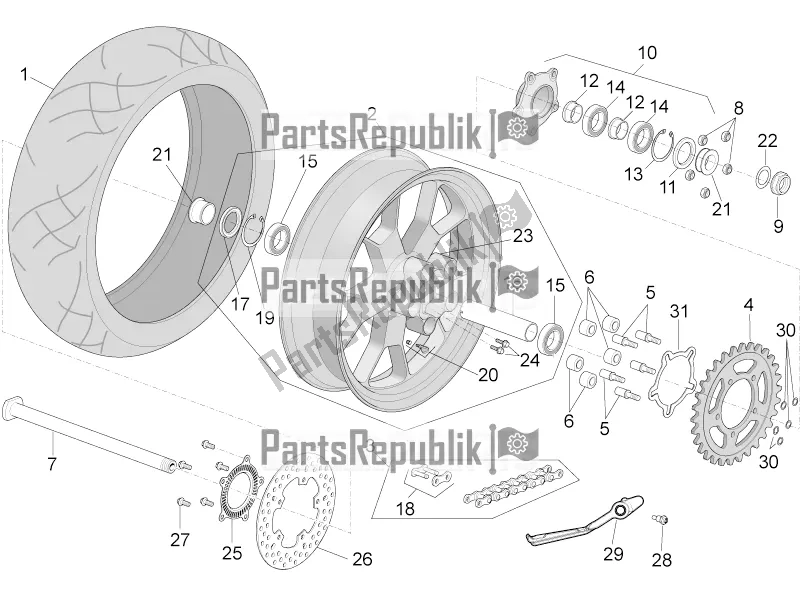 All parts for the Rear Wheel of the Aprilia RSV4 RR ABS 1000 2018