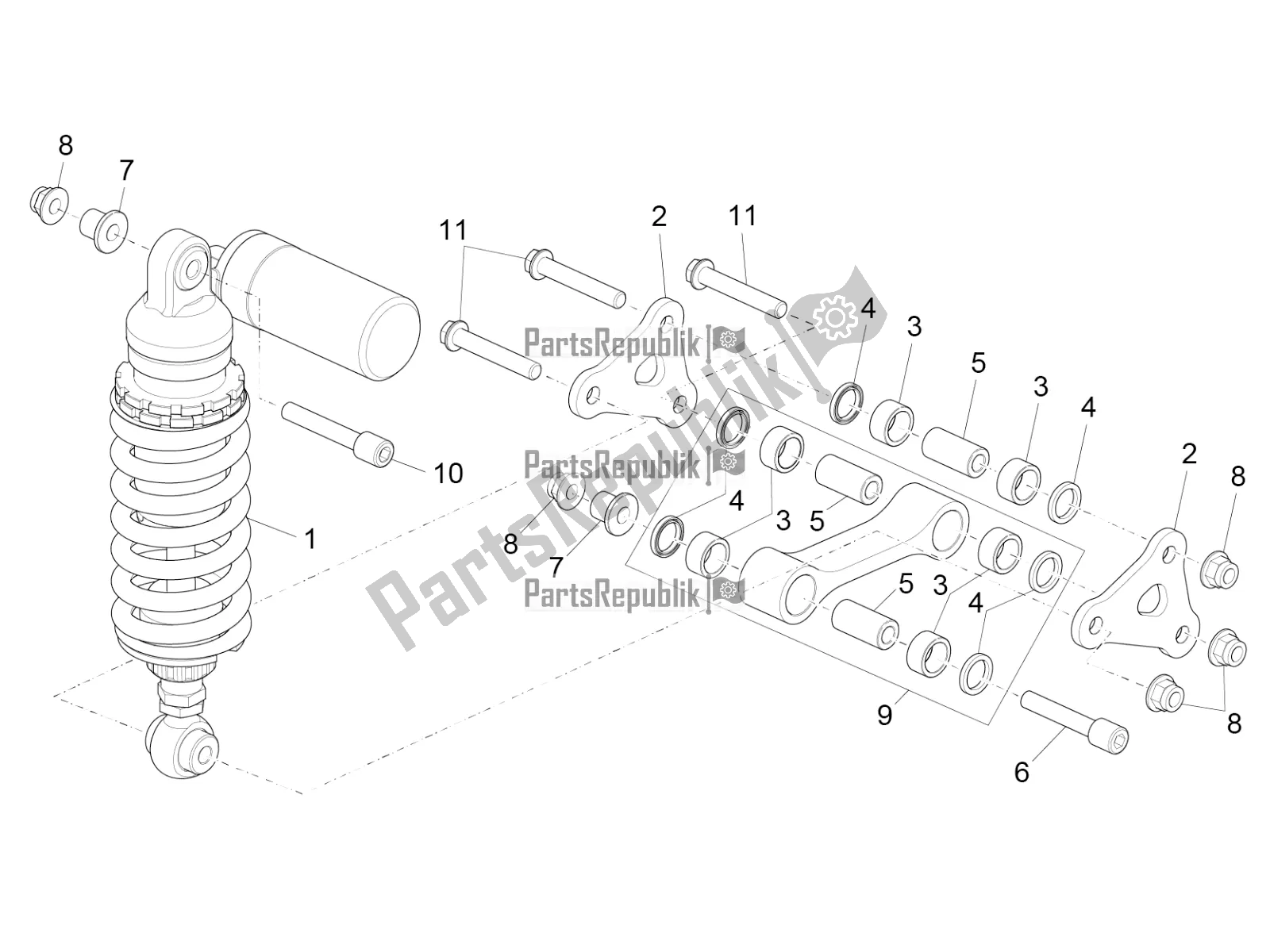 All parts for the Shock Absorber of the Aprilia RSV4 RR ABS 1000 2018