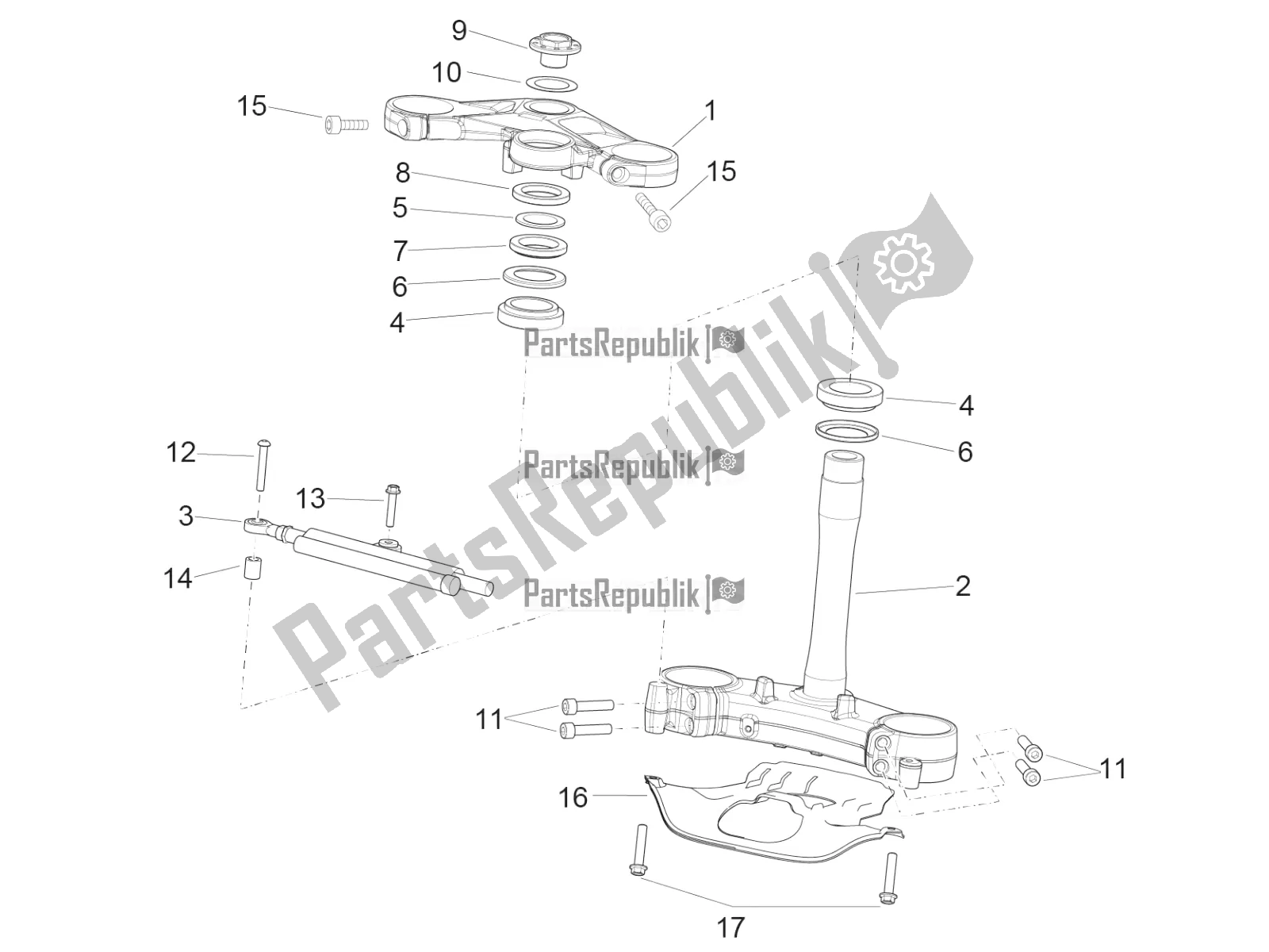 All parts for the Steering of the Aprilia RSV4 RR ABS 1000 2018