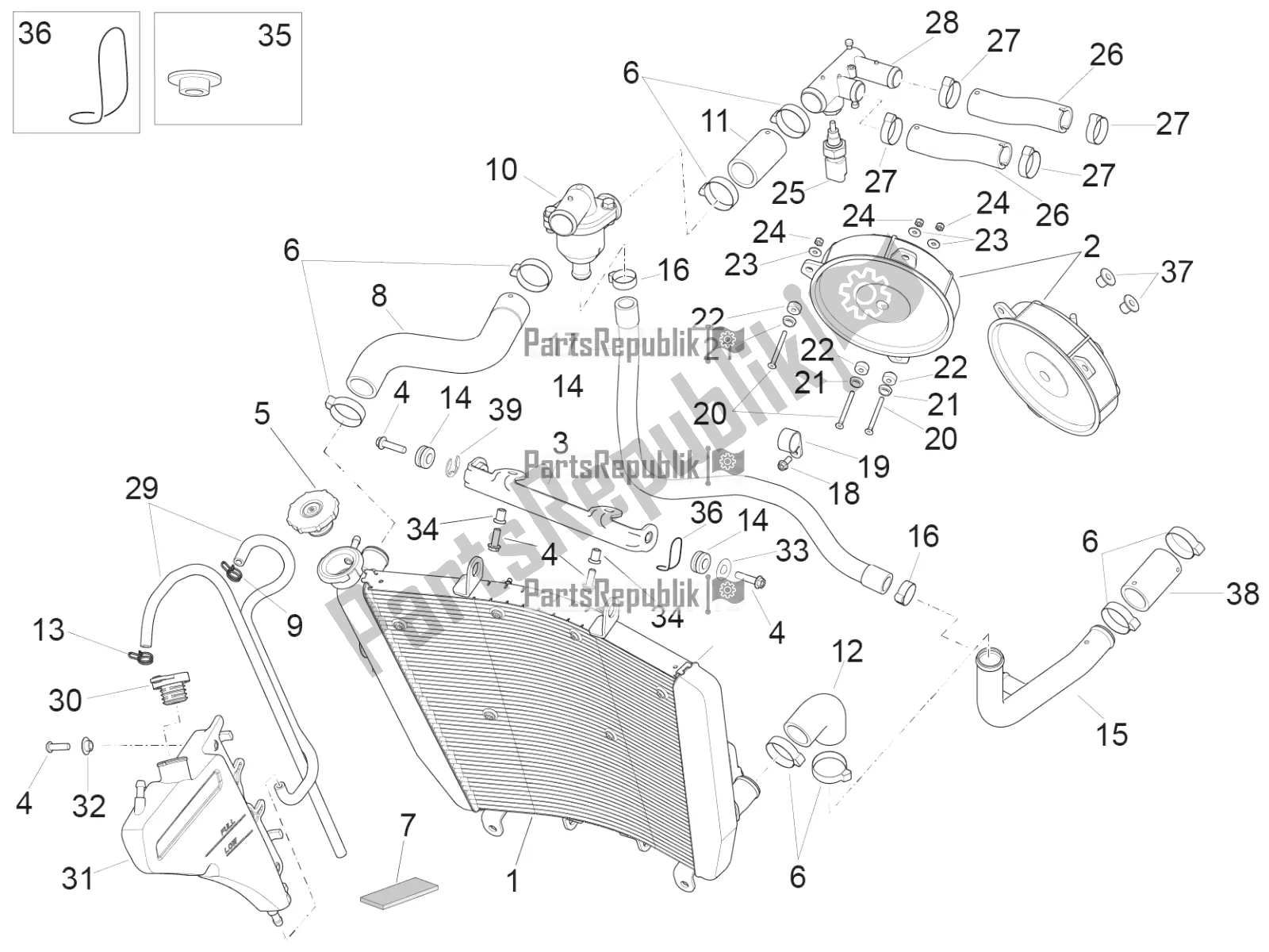 Toutes les pièces pour le Système De Refroidissement du Aprilia RSV4 RR ABS 1000 2019