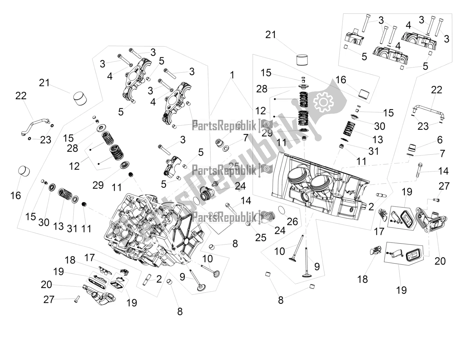 All parts for the Cylinder Head - Valves of the Aprilia RSV4 RR ABS 1000 2019