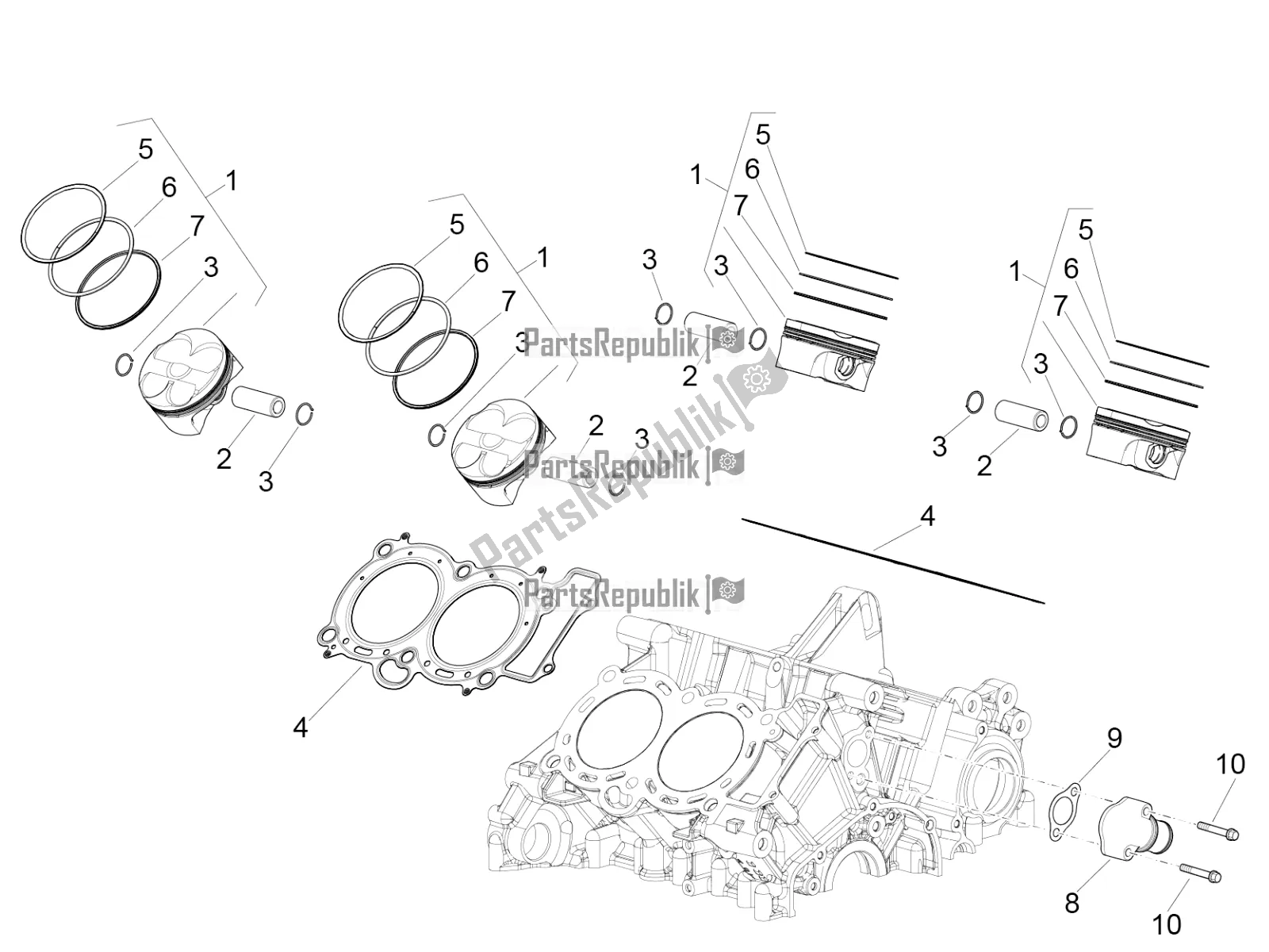 All parts for the Cylinder - Piston of the Aprilia RSV4 RR ABS 1000 2019