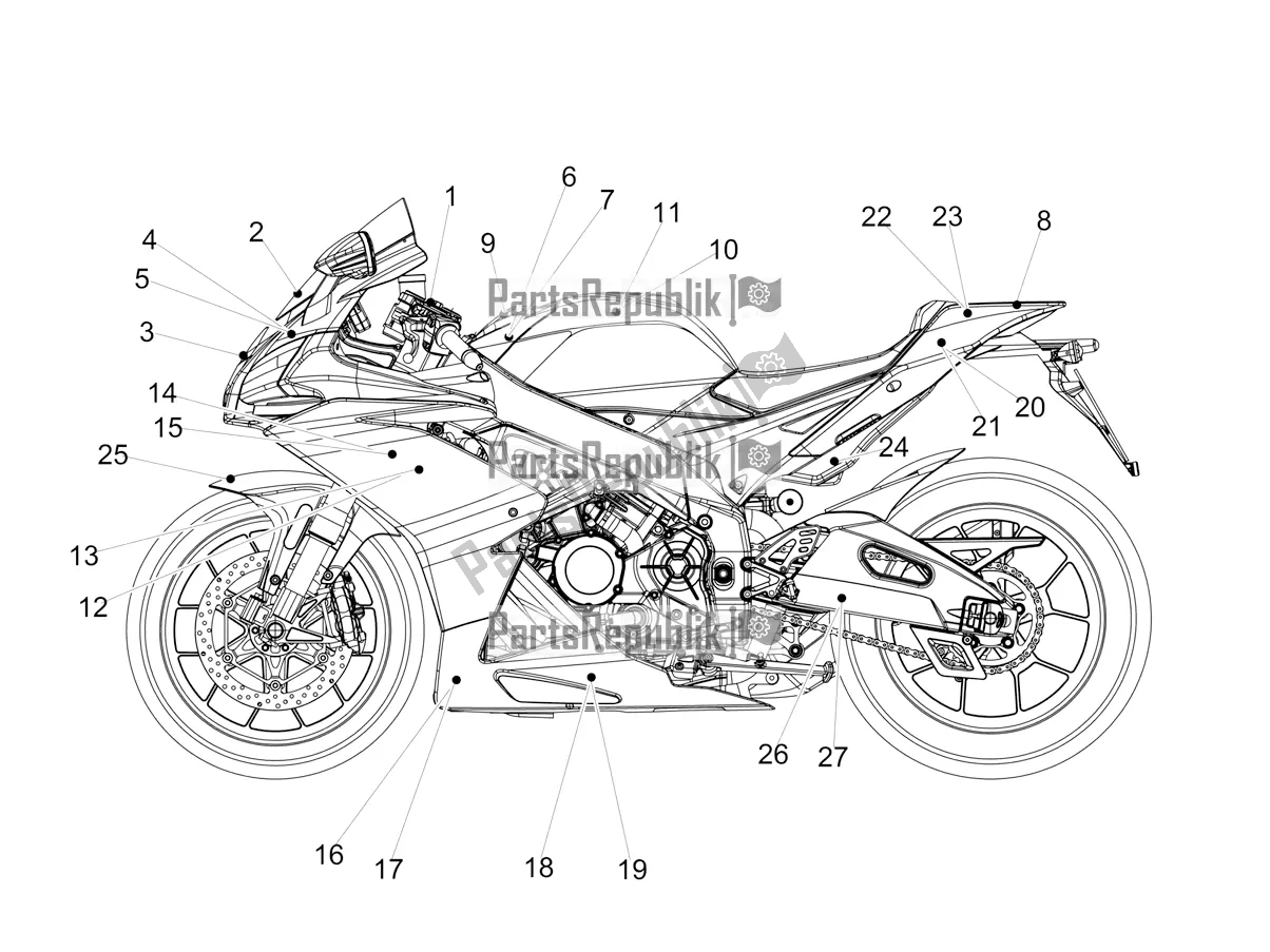 Tutte le parti per il Decalcomania del Aprilia RSV4 RR ABS 1000 2019