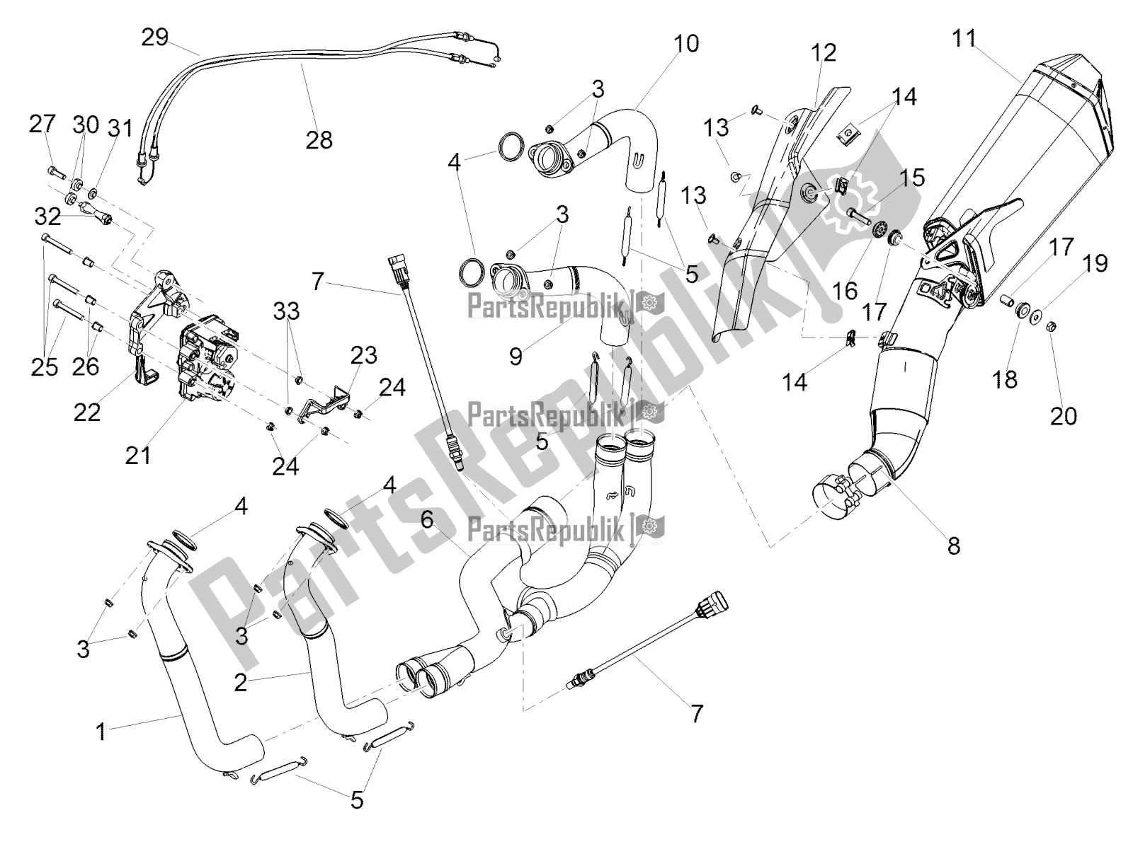All parts for the Exhaust Pipe of the Aprilia RSV4 RR ABS 1000 2019