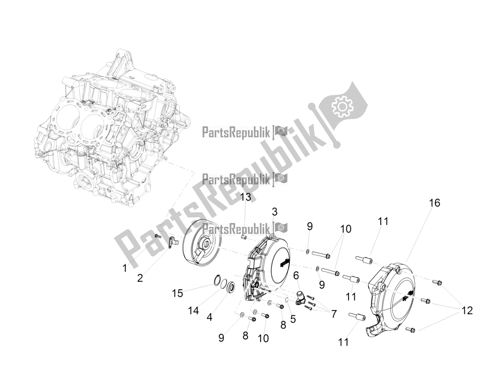 All parts for the Flywheel Cover of the Aprilia RSV4 RR ABS 1000 2019