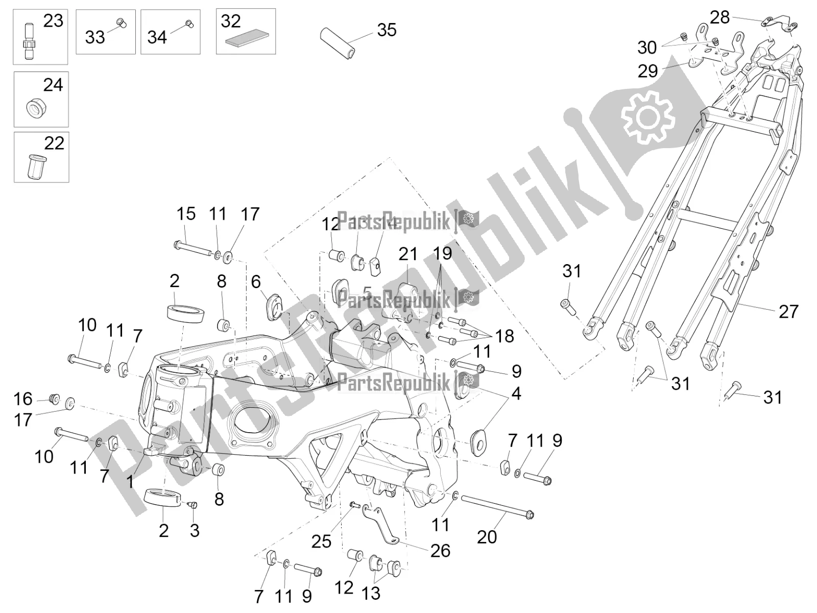 Todas as partes de Quadro, Armação do Aprilia RSV4 RR ABS 1000 2019