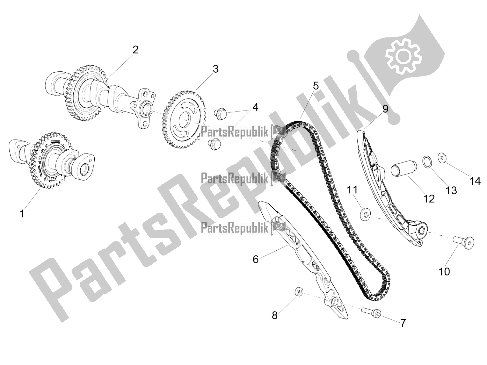 Alle Teile für das Vorderes Zylindersteuerungssystem des Aprilia RSV4 RR ABS 1000 2019