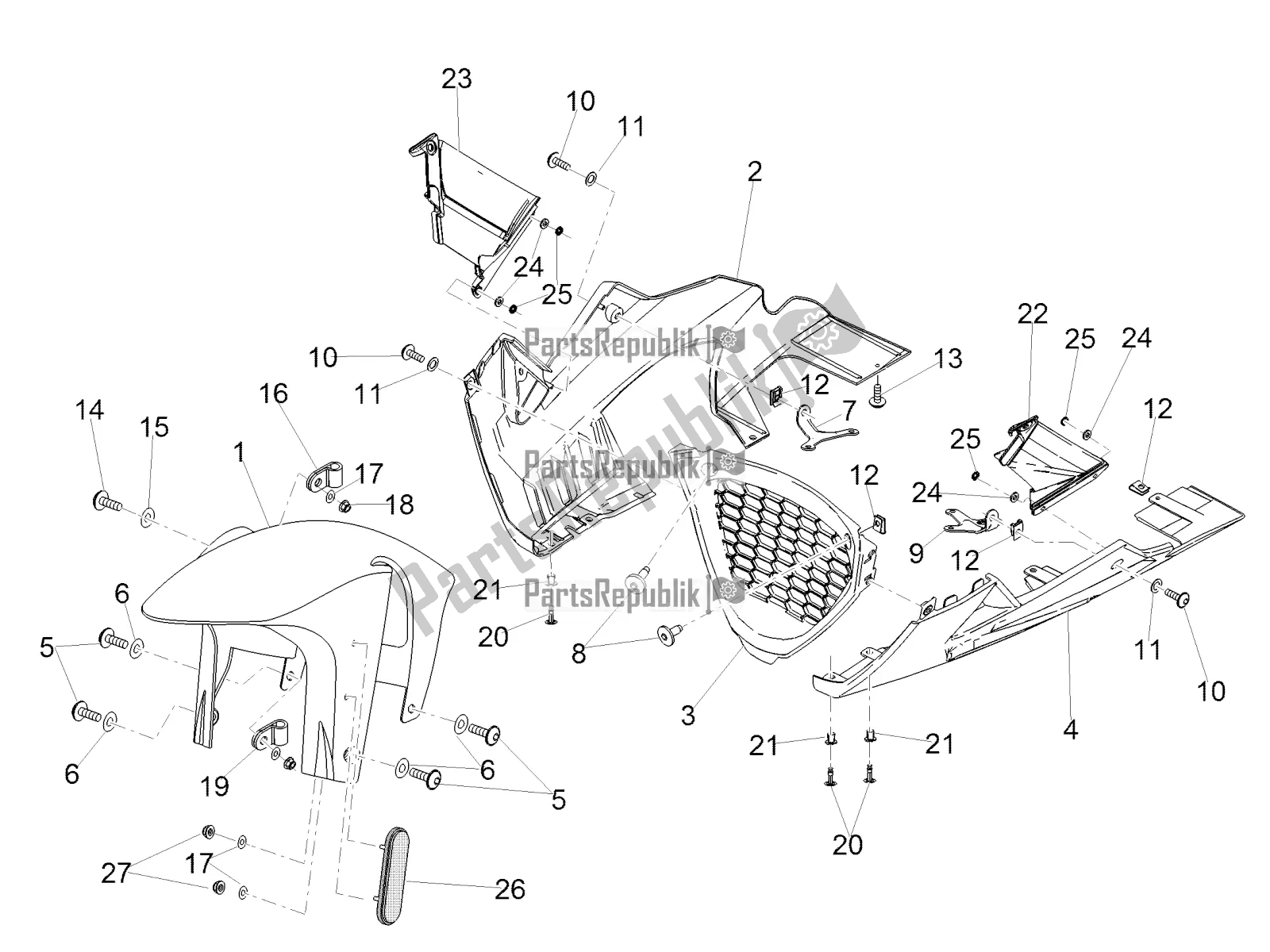 Tutte le parti per il Parafango Anteriore-colonna del Aprilia RSV4 RR ABS 1000 2019