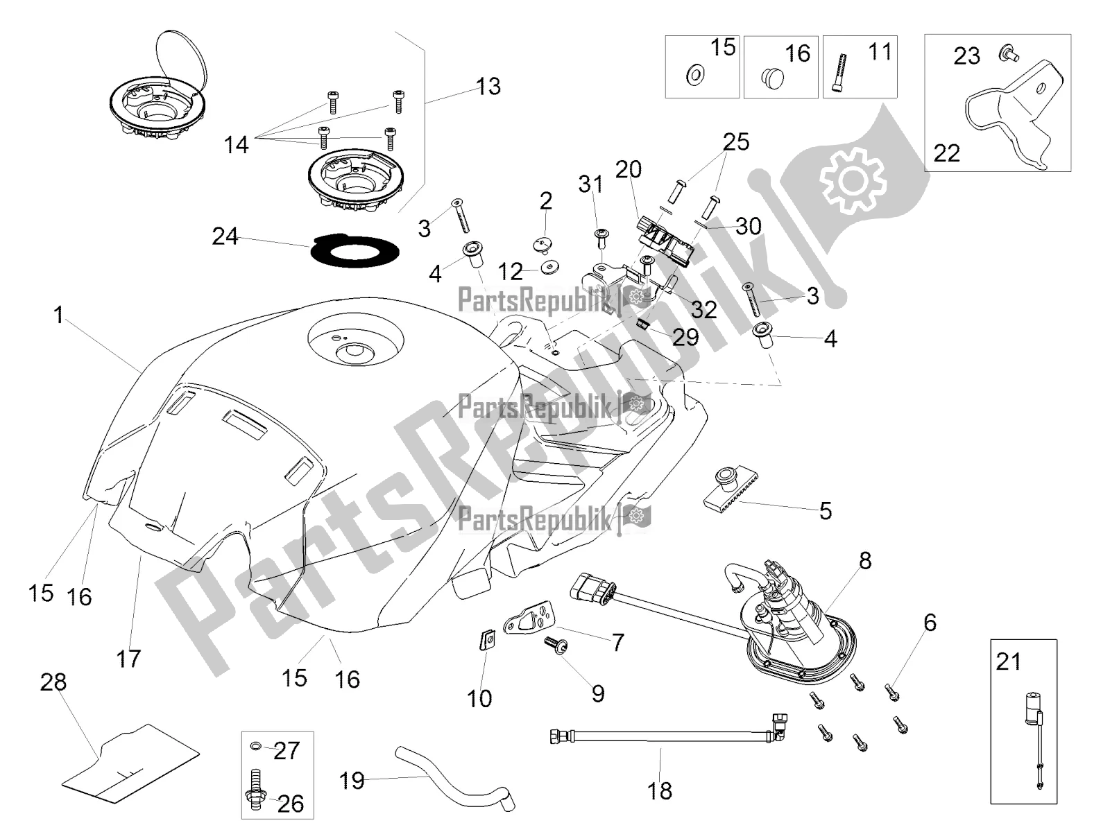 Alle onderdelen voor de Benzinetank van de Aprilia RSV4 RR ABS 1000 2019