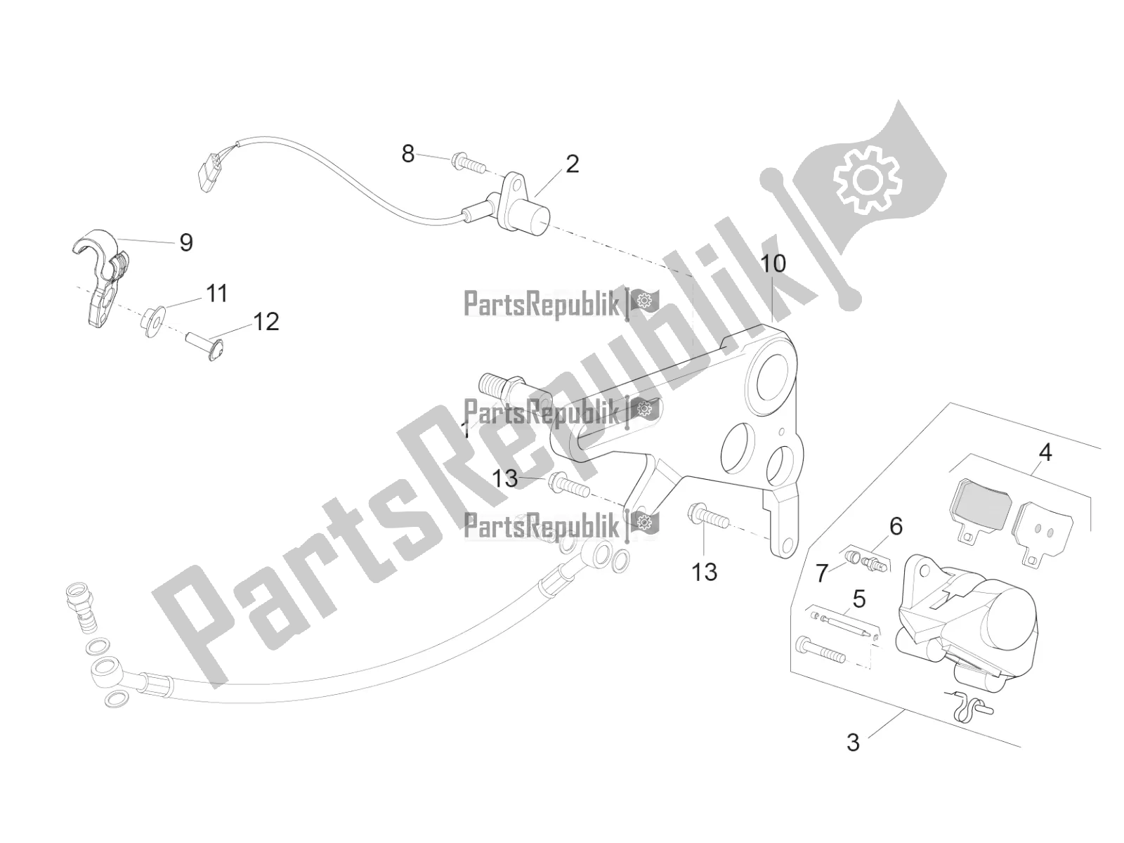 Wszystkie części do Zacisk Hamulca Tylnego Aprilia RSV4 RR ABS 1000 2019